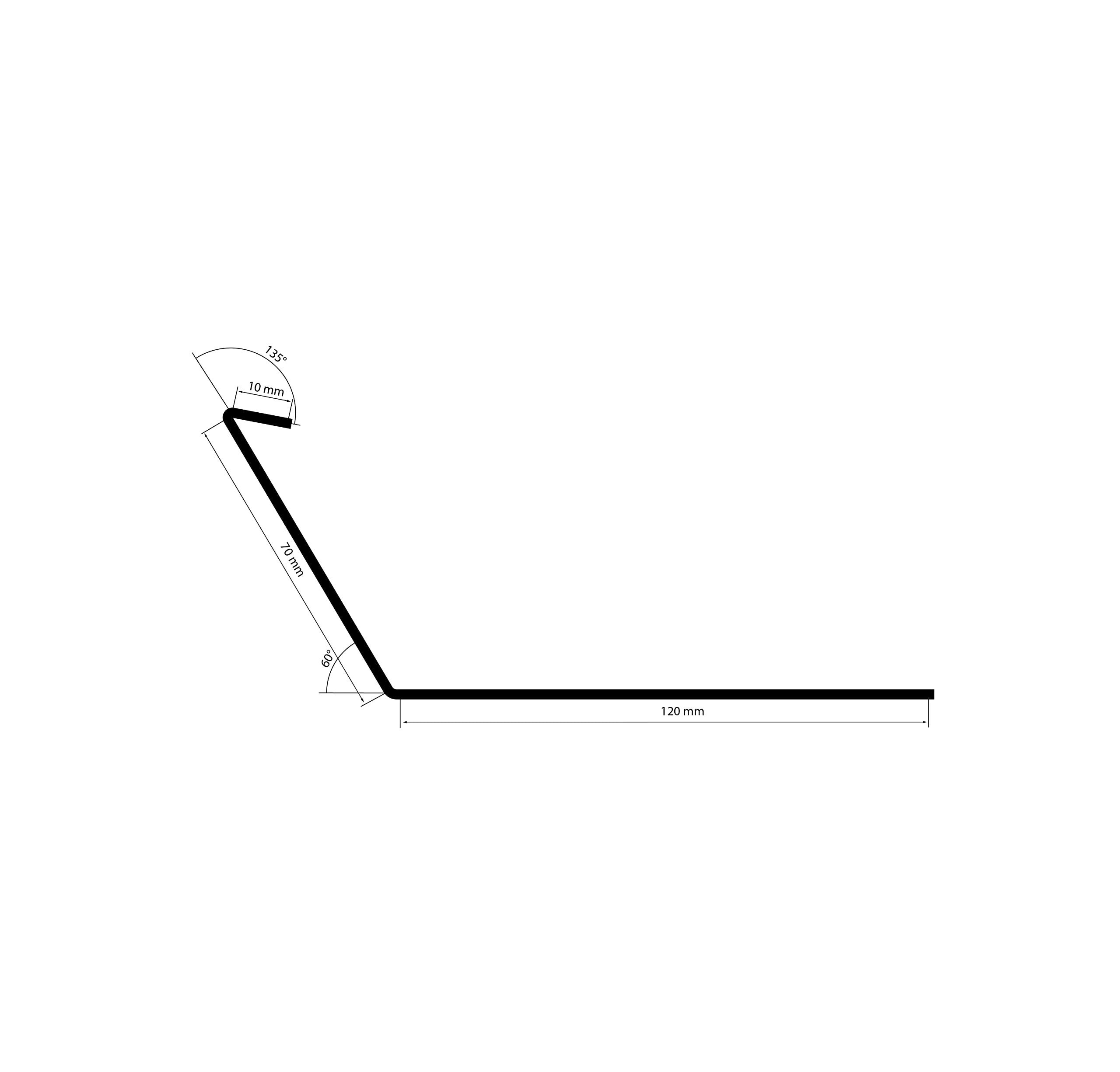 DQ-PP Traufblech DQ-PP Rinneneinhang STANDARD (120x70x10mm), 1m, Aluminium Traufblech, Obere Rinnenleiste, Für Dachrinnen