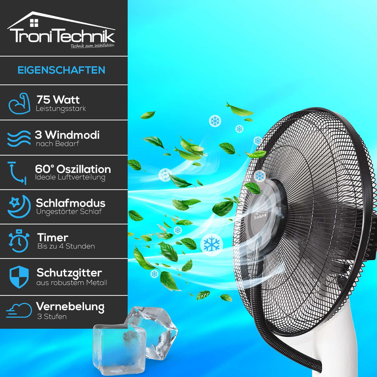 TroniTechnik Standventilator Standventilator SV06,40 cm Durchmesser,Sprühne günstig online kaufen
