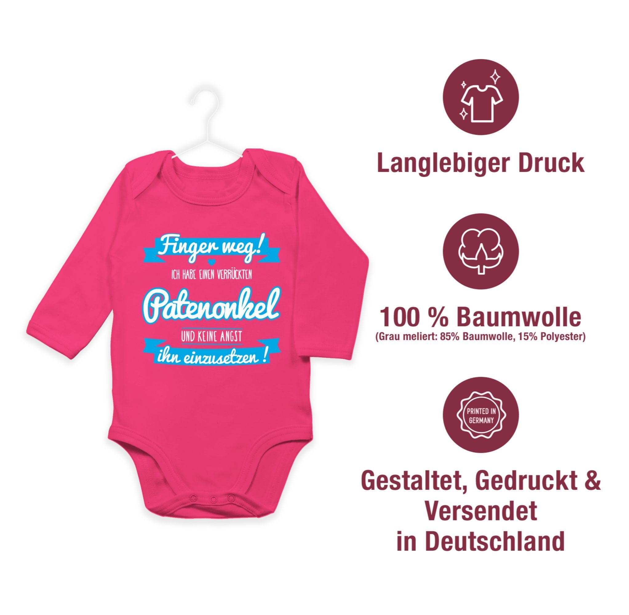 Geschenk Shirtracer Baby von Paten Verrückten Patenonkel Shirtbody 3 Fuchsia Patenonkel