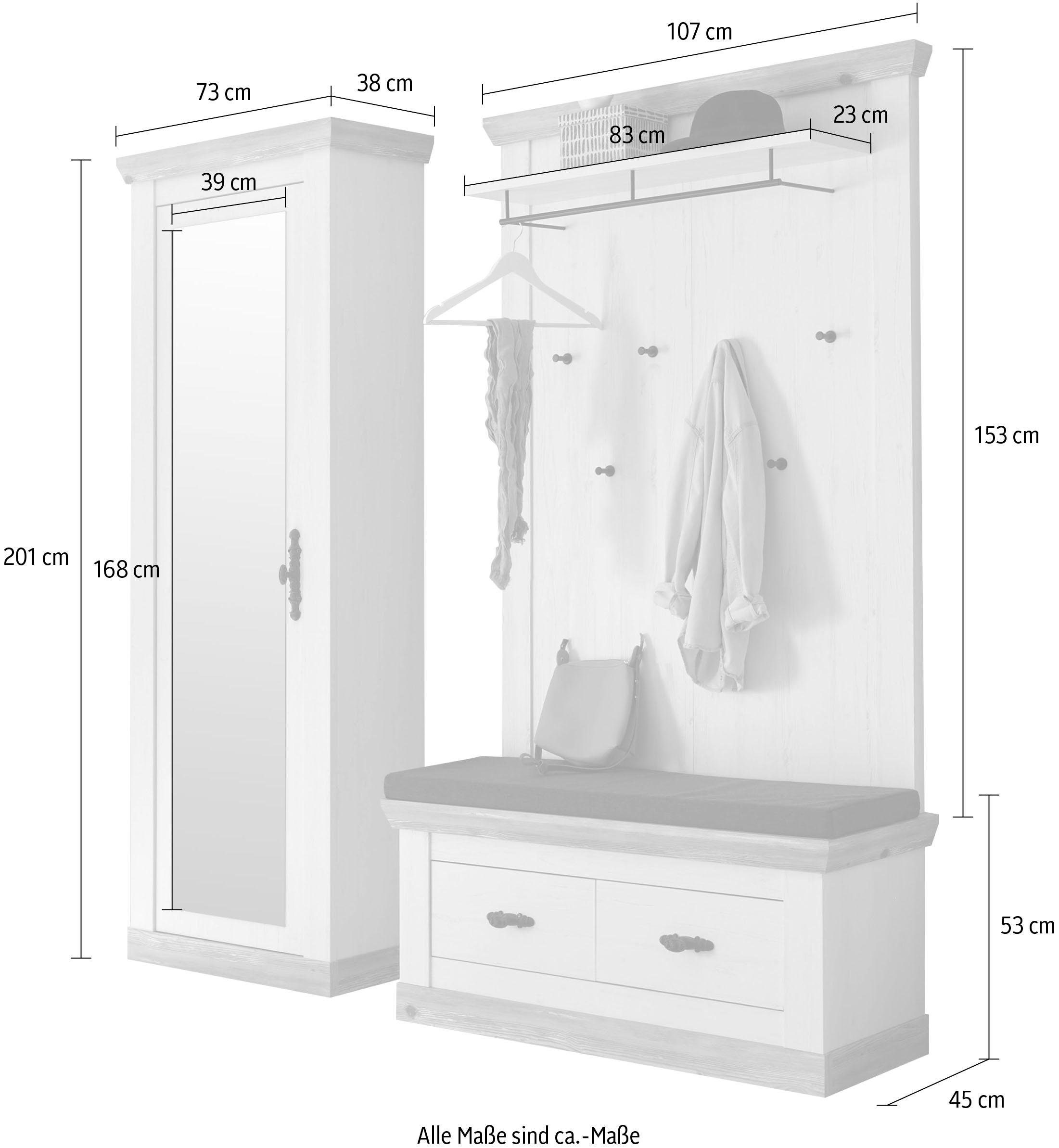 Home affaire Garderoben-Set Florenz, (3-St., mit Sitzkissen 4tlg), im romantischen Landhaus-Look – Bild 5 von 5