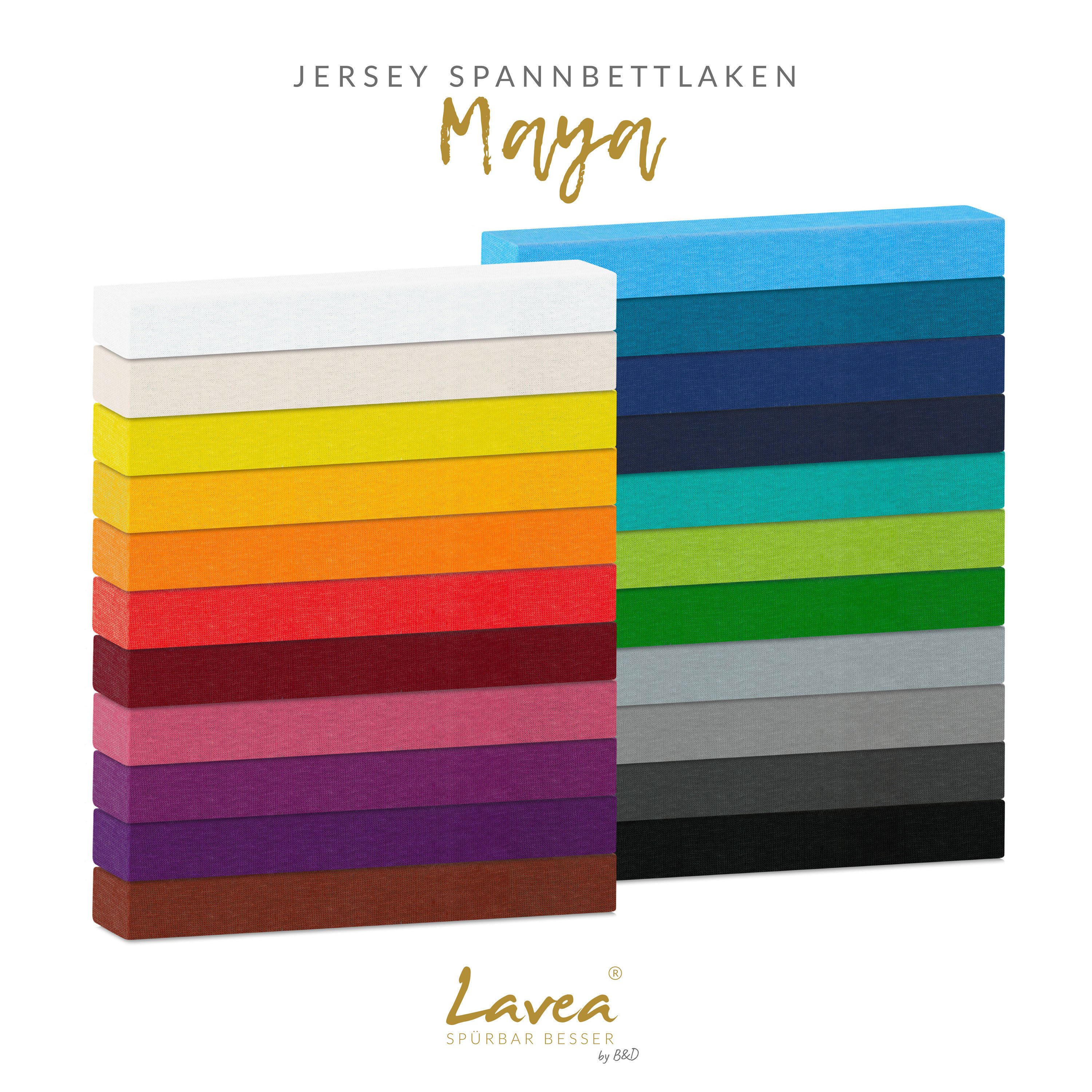 Lavea Spannbettlaken Bettlaken Maya, 180x200cm, 200x200cm, 140x200cm, 160x200cm, 100% Baumwolle Jersey, Gummizug: rundum, (2 Stück), für Matratzen, Topper, Boxs – Bild 4 von 5