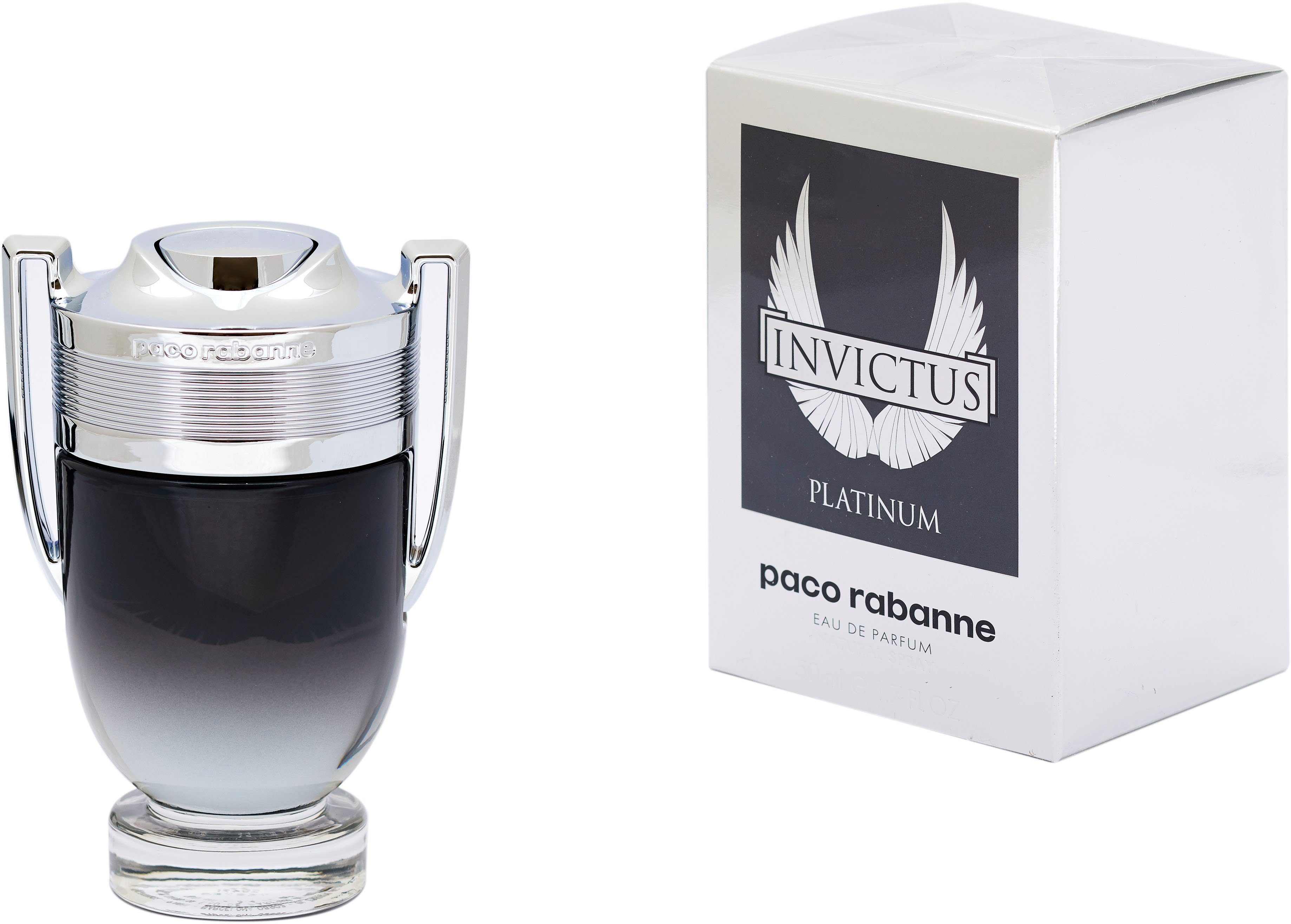 paco rabanne Eau de Parfum Invictus Platinum, Holziger Duft mit Grapefruit, Lavendel, Moos, Minze und Patchouli.