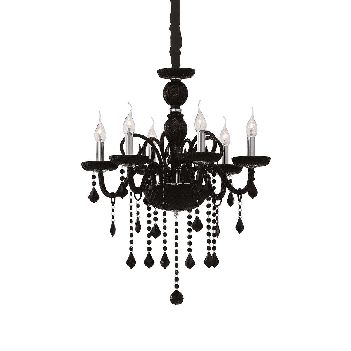 Ideal Lux Люстры Giudecca SP6 Kristall Люстры, Ø: 58 cm, Schwarz, LED wechselbar, Hängeleuchte