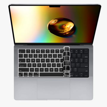 kwmobile Aufbewahrungstasche Silikon Tastaturschutz für Apple MacBook Pro 14" (2021) A2442 (1-tlg), QWERTY US Keyboard Cover Abdeckung - Schwarz