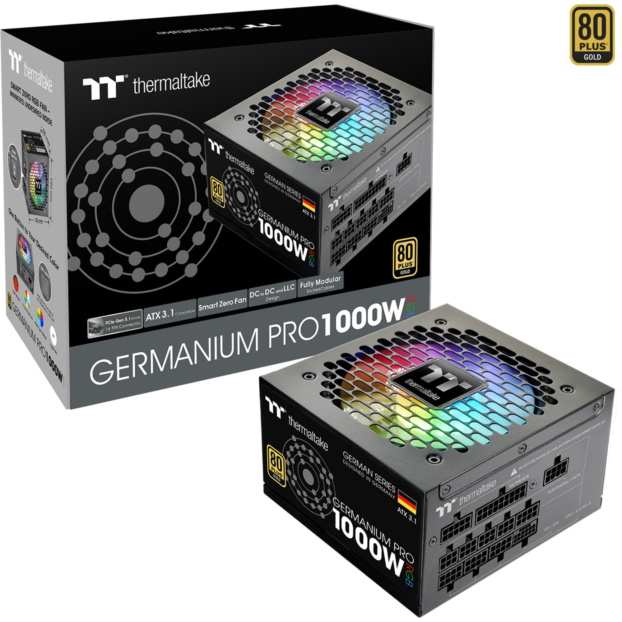 Thermaltake Thermaltake Germanium Pro RGB 1000W, PC-Netzteil, PC-Netzteil (80 PLUS Gold)