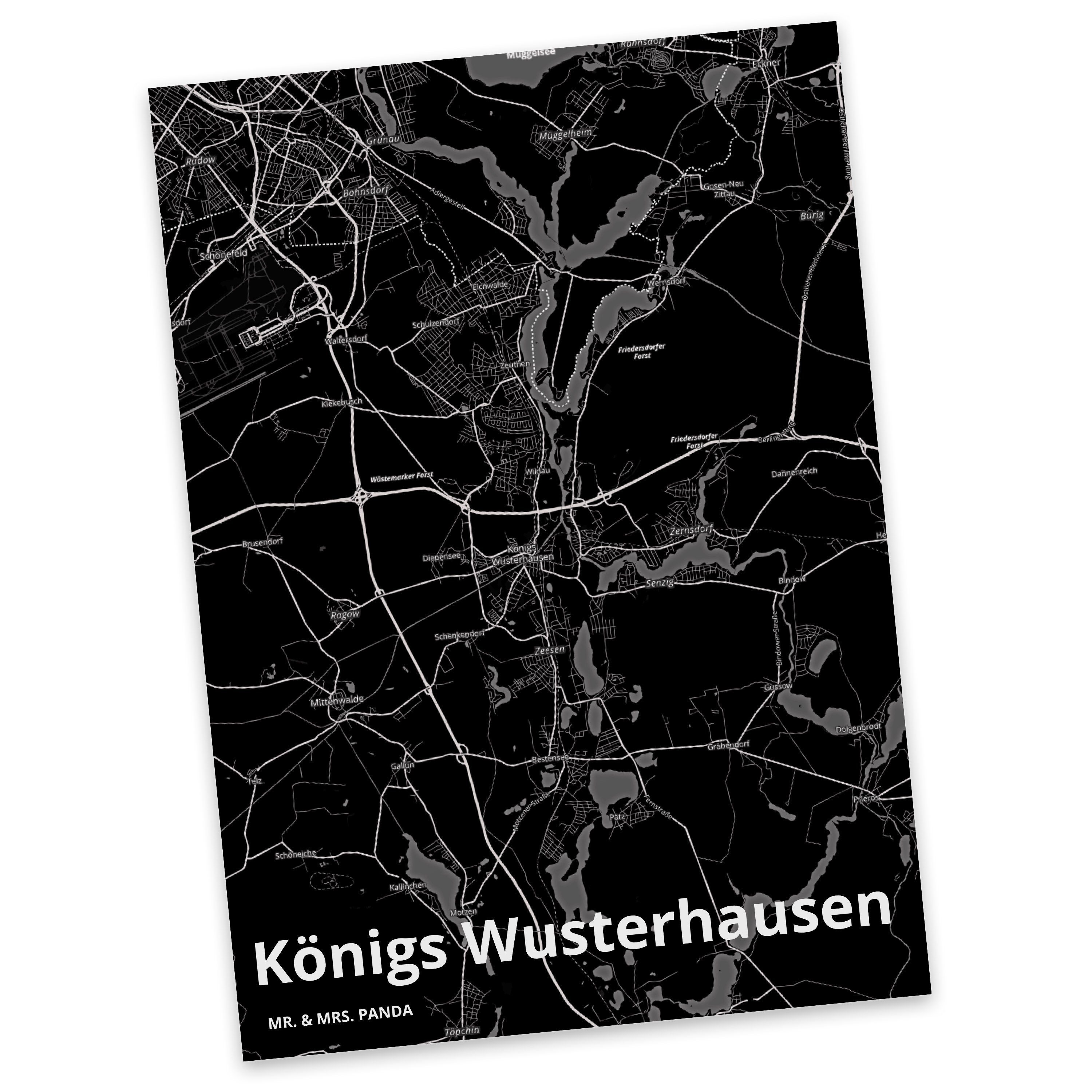 Mr. & Mrs. Panda Postkarte Königs Wusterhausen - Geschenk, Stadt Dorf Karte Landkarte Map Stadtp