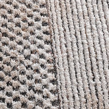 Teppich Hochflorteppich im skandinavischen Stil creme braun, Teppich-Traum, rechteckig, Höhe: 30 mm