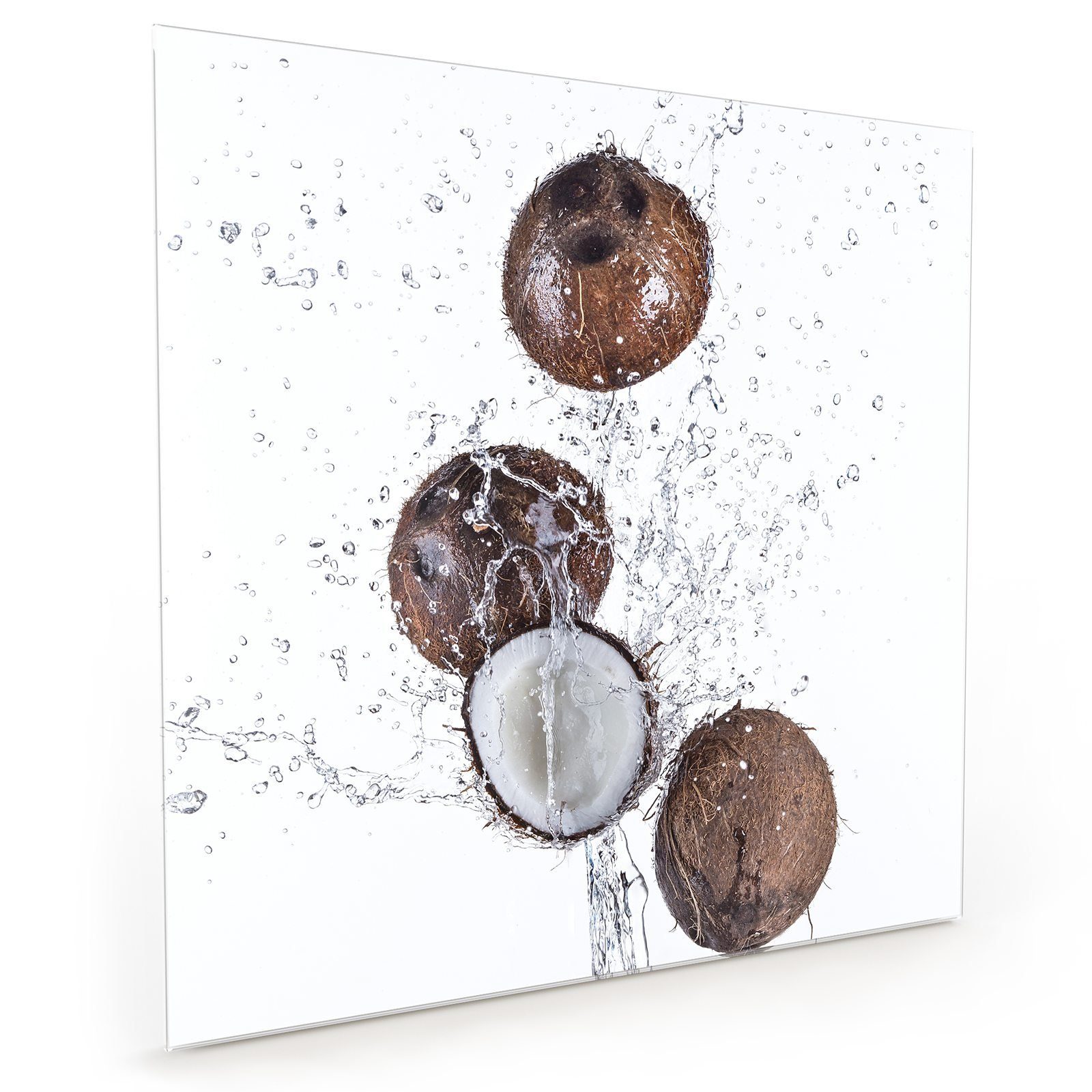 Motiv mit Kokosnüsse Glas im Küchenrückwand Küchenrückwand Wassersplash Spritzschutz Primedeco