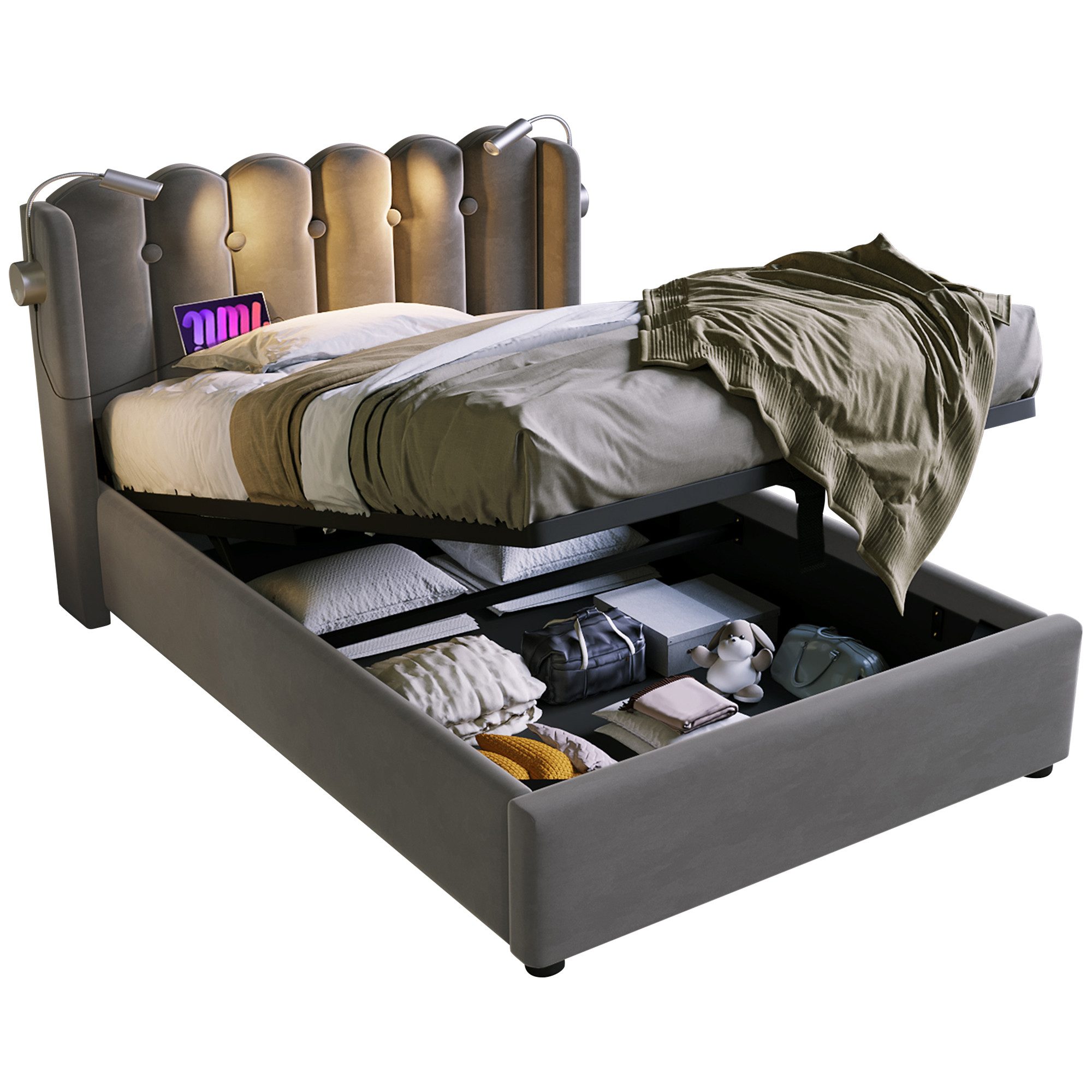 BlingBin Einzelbett Polsterbett (1-tlg., Ladefunktion und günstig online kaufen