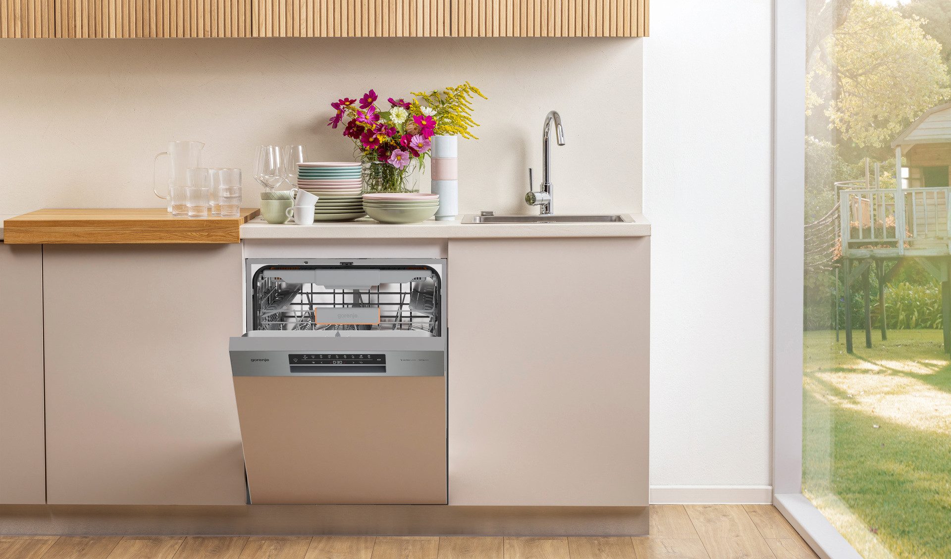 GORENJE teilintegrierbarer Geschirrspüler GI663B95X, 9,4 l, 16 Maßgedecke, 16 Maßgedecke, auto. Türöffnung, Besteckschublade