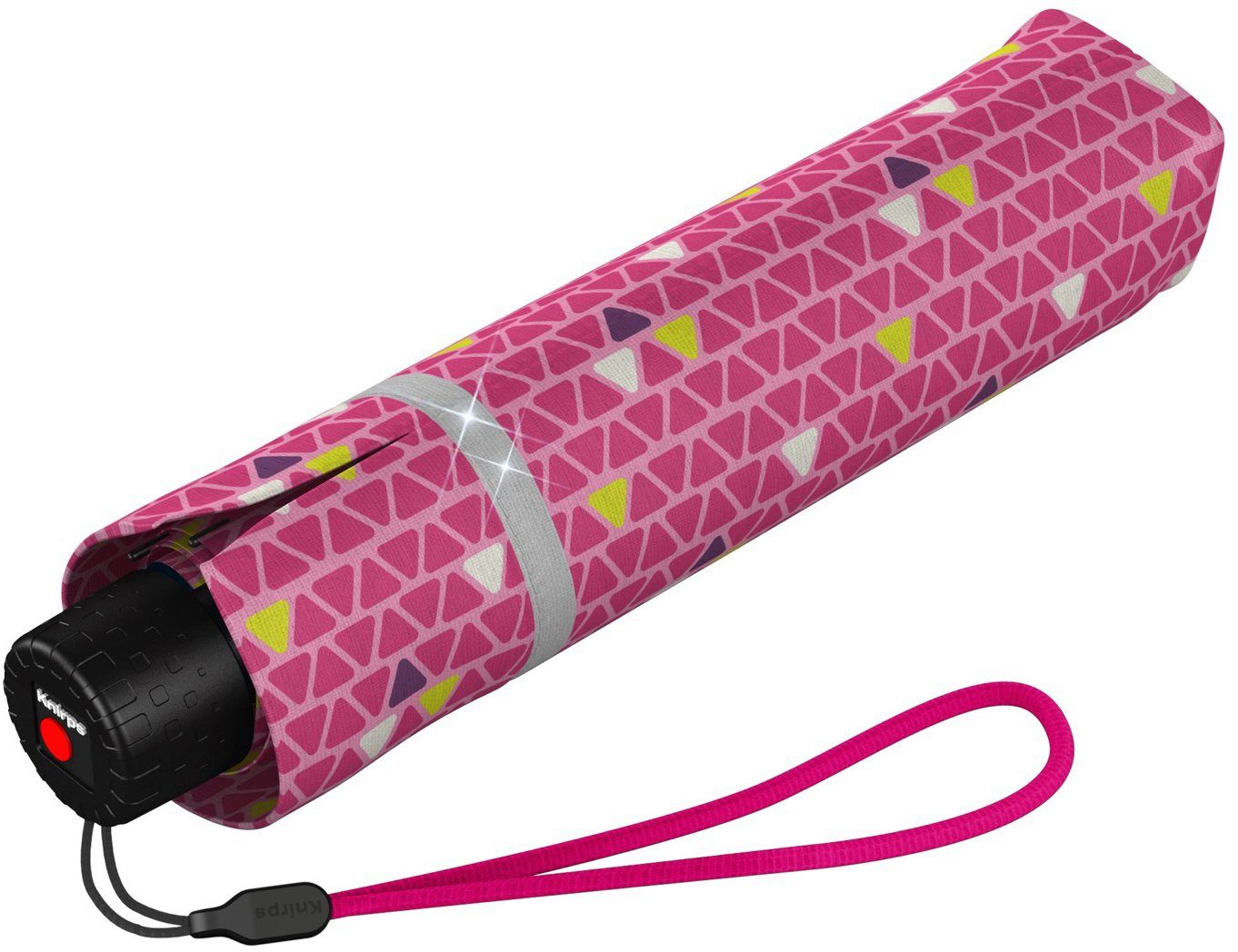 Band triple umlaufendem, manual, reflektierendem Taschenregenschirm für Kinder; Rookie pink reflective, mit Knirps®