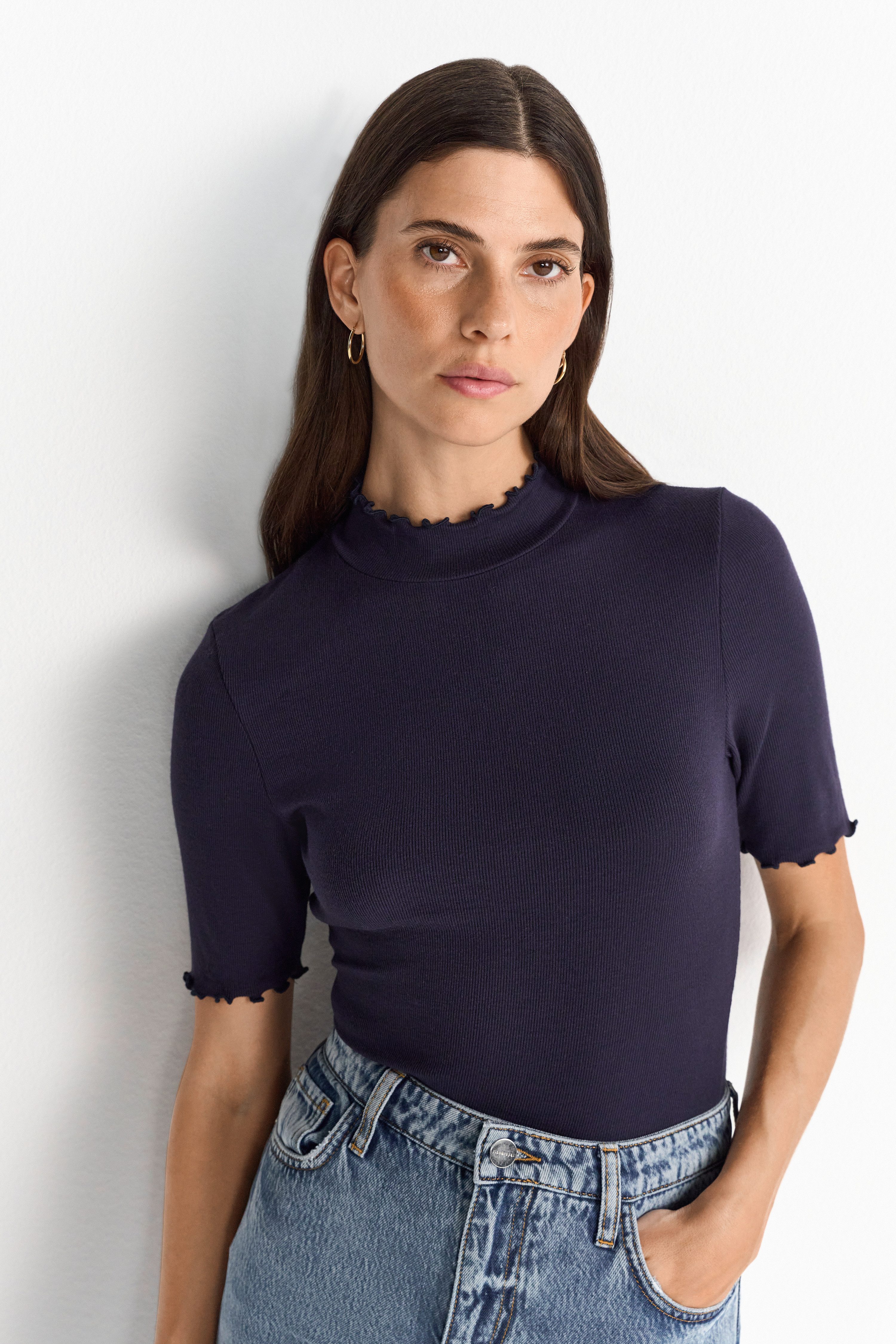 RICHROYAL Rollkragenshirt mit gewellten Kanten günstig online kaufen
