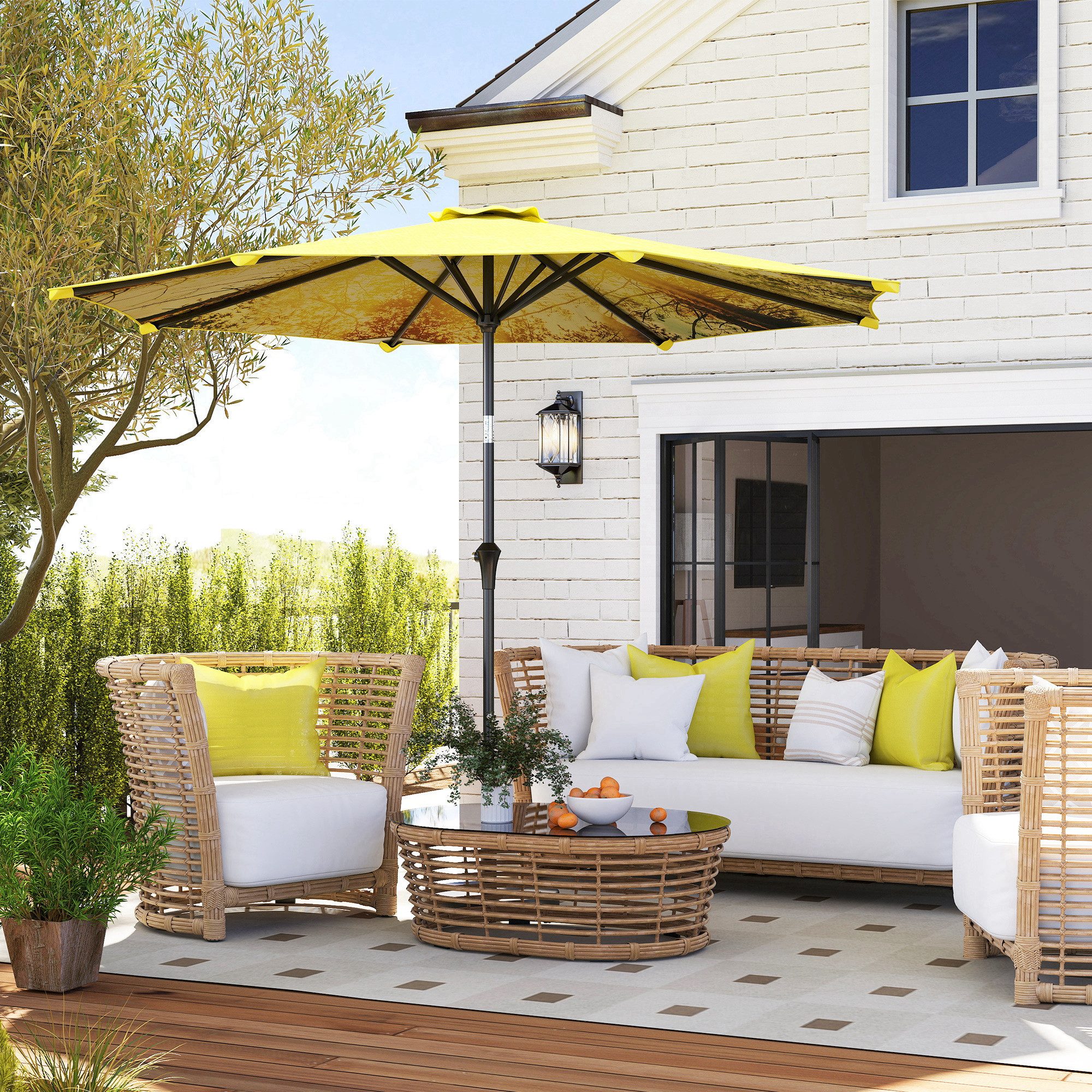 Outsunny Sonnenschirm mit Handkurbel, LxB: 294x294 günstig online kaufen