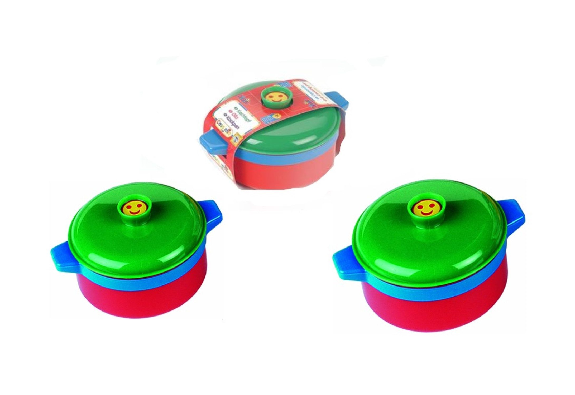 Theo Klein Lernspielzeug 3 Kochtöpfe Casa Mia - für Kinder - Spielzeugtöpfe mit Deckel, 3 Töpfe in 1 Set