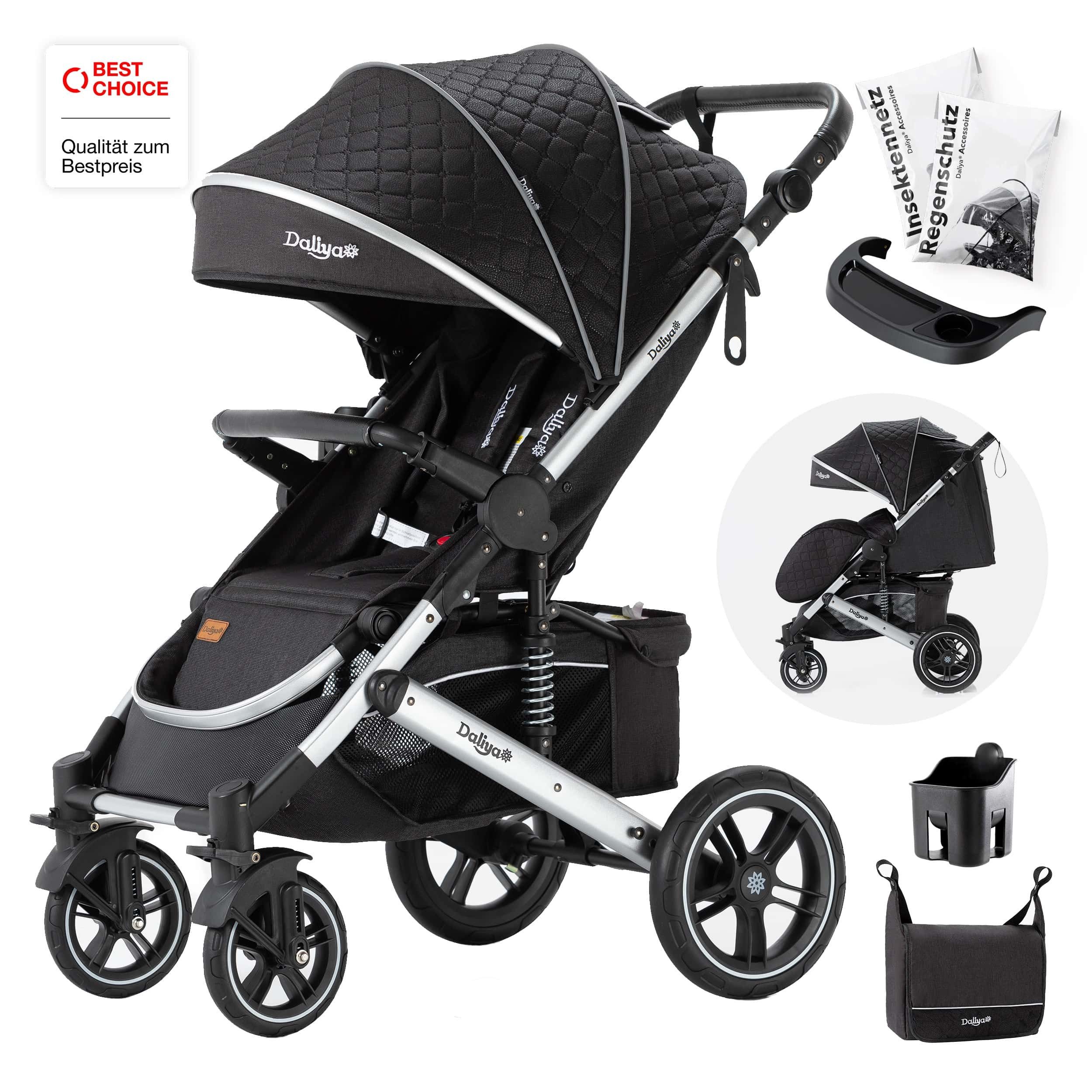 Daliya® Kinder-Buggy RAPIDY Buggy Kinderwagen, XXL Set, kompakt, Kinderbuggy, Sportwagen, (XXL 10-tlg. Komplettset, 10-tlg), Liegeposition, Fußsack, Spieltisch, Wickeltasche, Regenverdeck