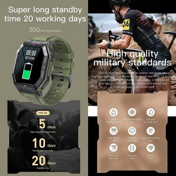 findtime Smartwatch (1,85 Zoll, Android iOS), Herren Armbanduhr mit Telefonfunktion IP68 Militär Sportuhr Fitnessuhr