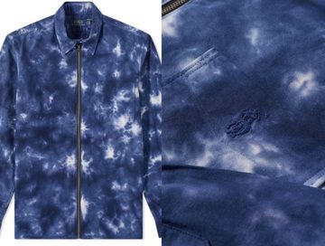 Ralph Lauren Winterjacke POLO RALPH LAUREN TIE DYE ZIP SHIRT JACKET JACKE NAVY BLEACH OUT BLOUS