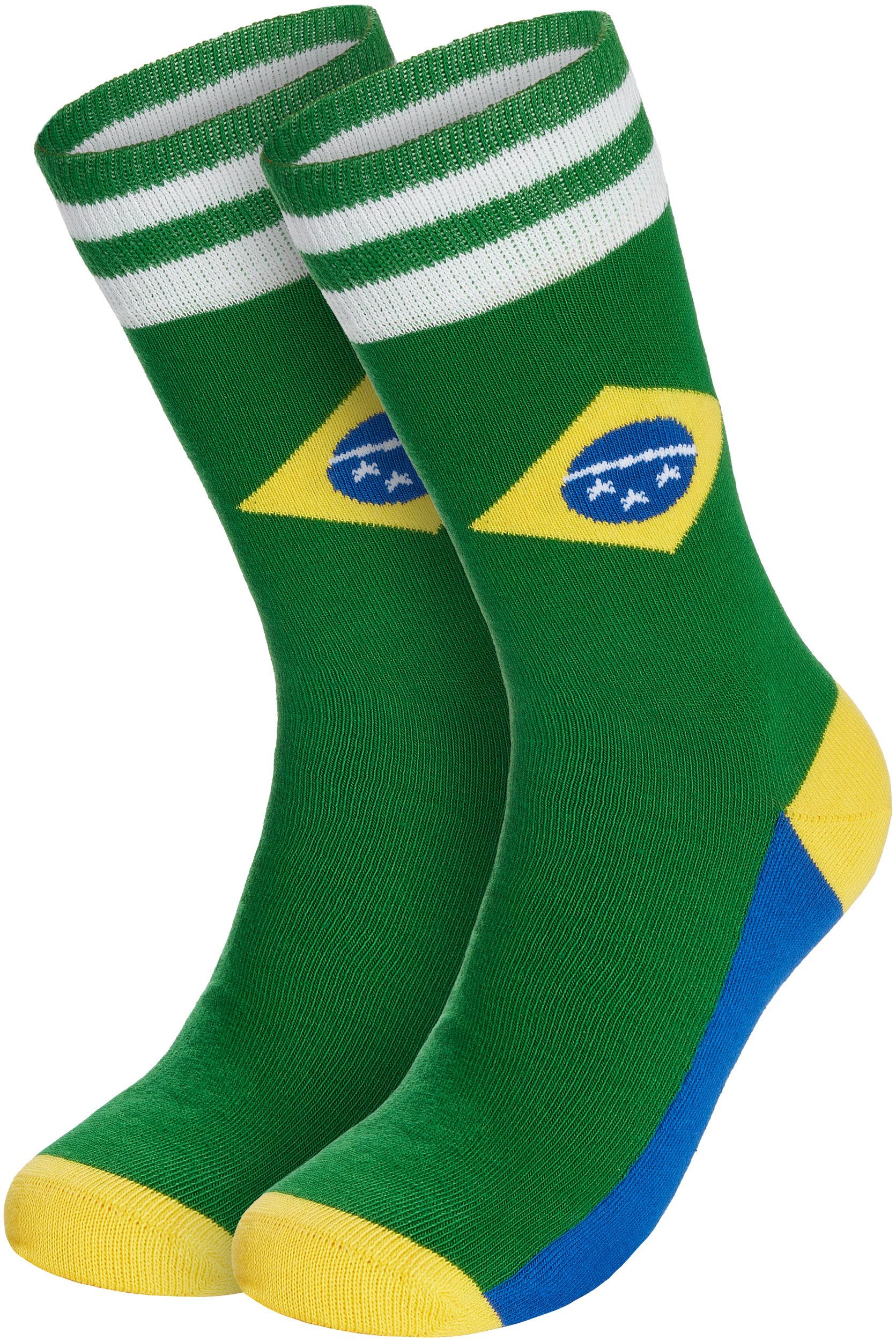 BRUBAKER (One Argentinien, Flagge/Fahne Lustiges Socken USA für Weltmeisterschaft Fußball-Fans Fußballer - Geschenk Socken Herren Fan Motiv - Lustig - - Size Crew-Socken Nationalflagge 1-Paar) Brasilien Männer Socken