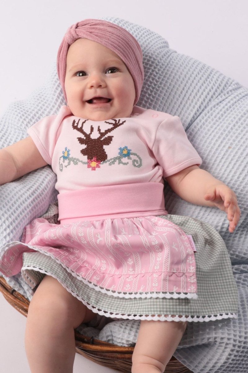 P.Eisenherz Trachtenkleid Baby Rock - VICHY/HIRSCHE - hellglrün/rosa