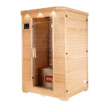 HOME DELUXE Infrarotkabine REDSUN M mit Vollspektrumstrahler, BxTxH: 120 x 105 x 190 cm, (Komplettset) 6 Vollspektrumstrahler, Hemlocktanne, für 2 Personen l Infrarotsauna