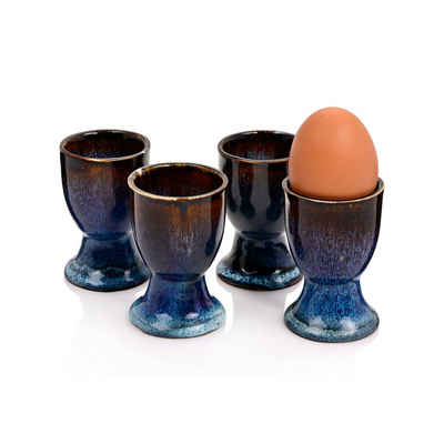 SÄNGER Eierbecher Tokio, (4-tlg., Eierhalter), Blau Schwarz, Handmade