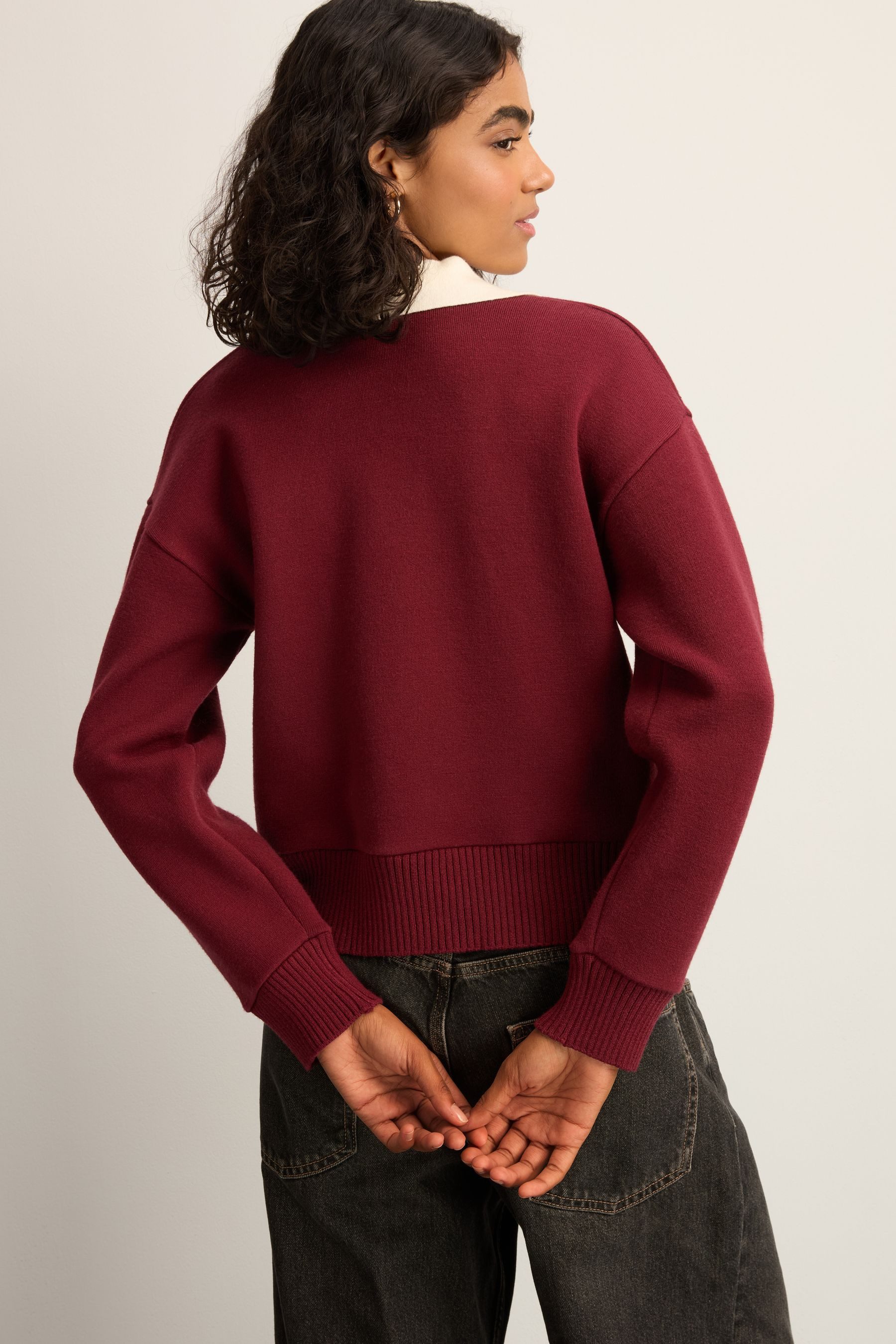 Next Polokragenpullover Weiches, gemütliches Button-down-Polo-Sweatshirt (1 günstig online kaufen