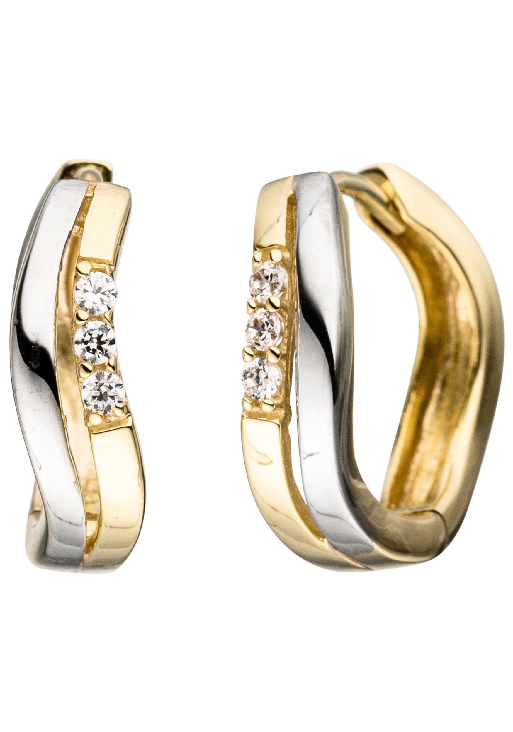 JOBO Paar Creolen, 333 Gold bicolor mit ...