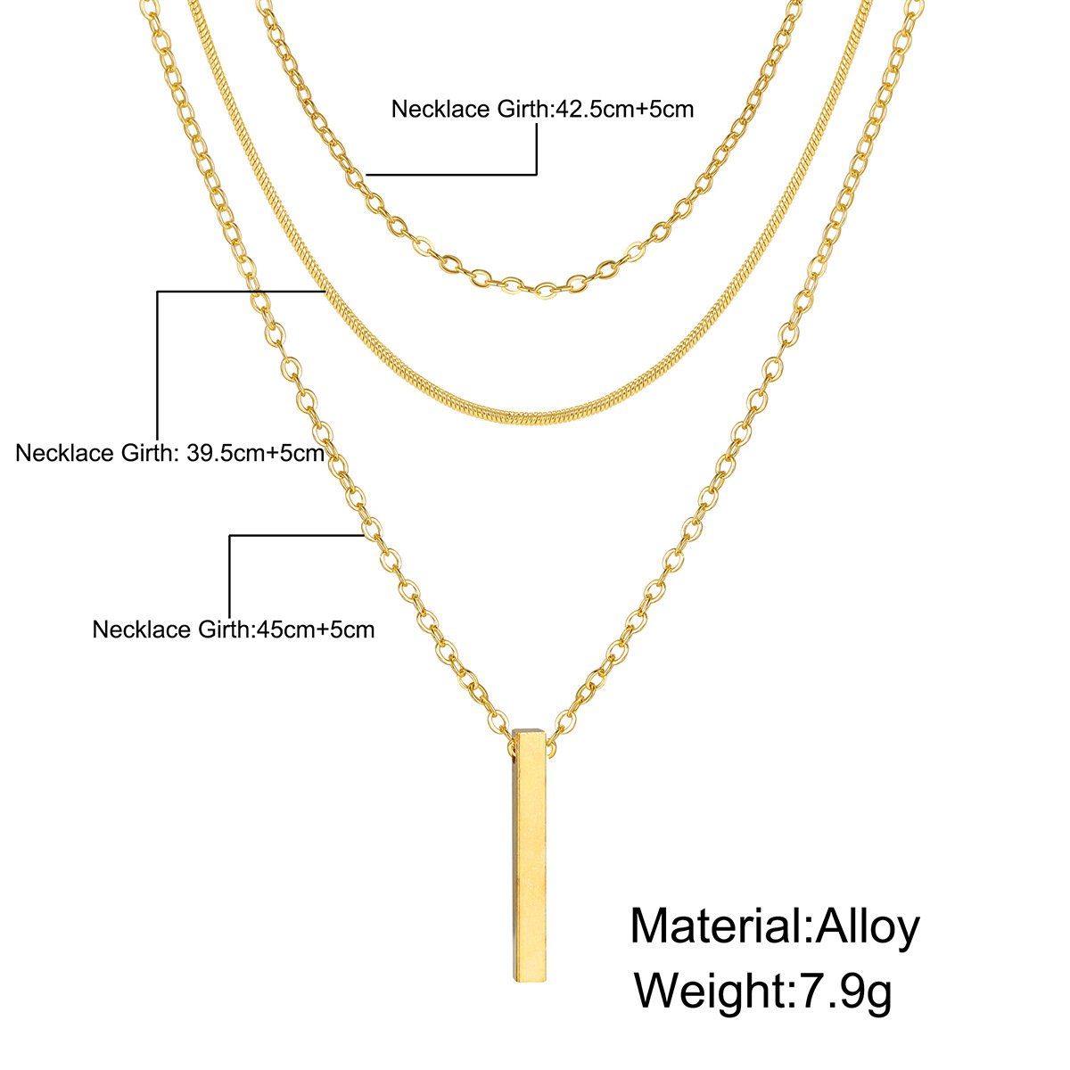 Mädchen Layered Frauen Bar Charm-Kette Schmuck (1-tlg), Halskette Gold Multi für Haiaveng Kette Vintage Boho Layered Halskette Halskette und Choker Anhänger