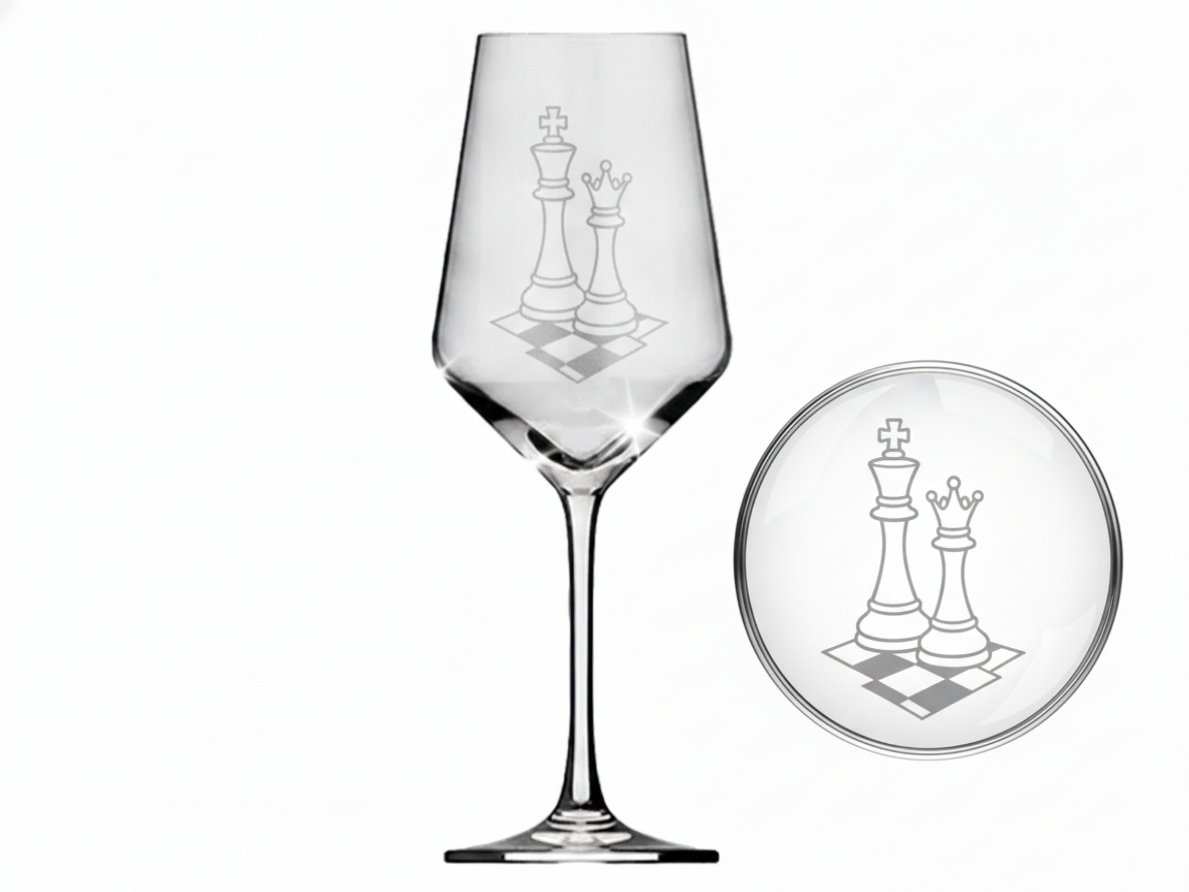 Valhalla Weinglas Weinglas mit Gravur Schach 350ml spülmaschinenfest, 1-tlg., Glas, Atemberaubende Darstellung