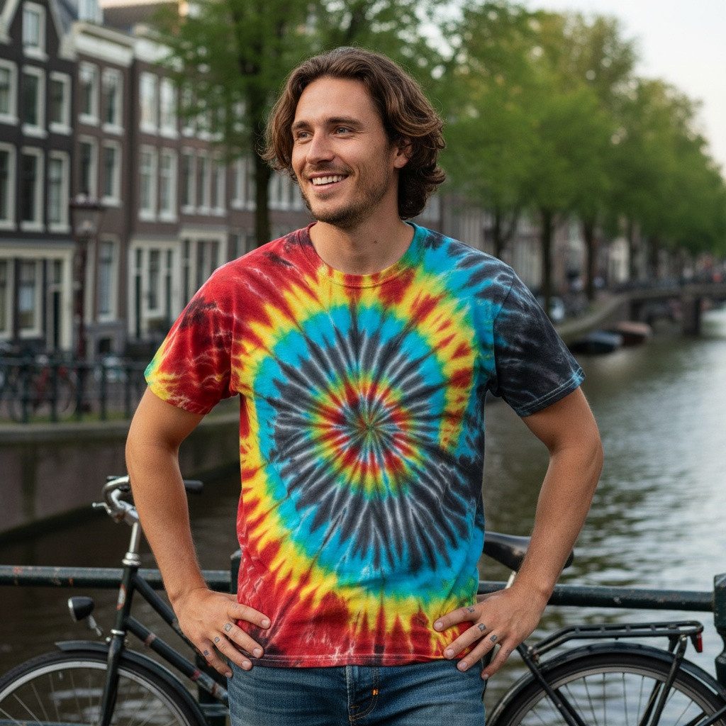 Guru-Shop T-Shirt Batik T Shirt, Herren Kurzarm Tie Dye Shirt -.. Handarbei günstig online kaufen