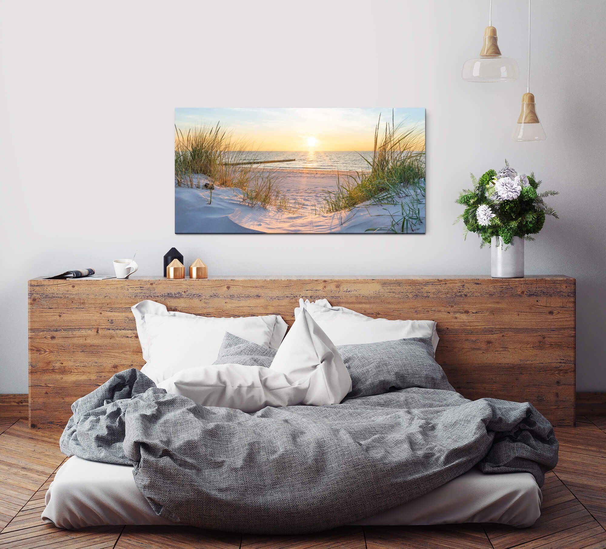 Sinus Art Leinwandbild Sonnenuntergang an der Ostsee Wandbild in verschiede günstig online kaufen