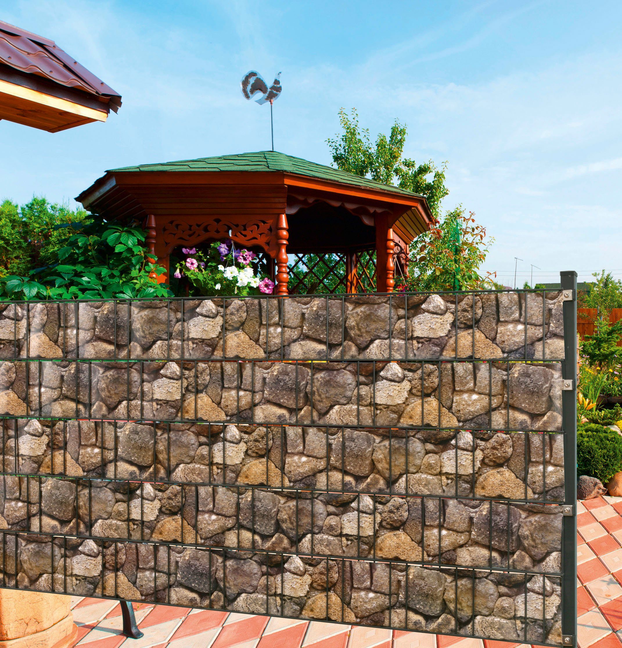 GARDEN 'N' MORE Sichtschutzstreifen Sichtschutz-Folie, Bruchstein-Optik, auf Rolle für Zuschnitt, 20,5 m lang, 19 cm hoch