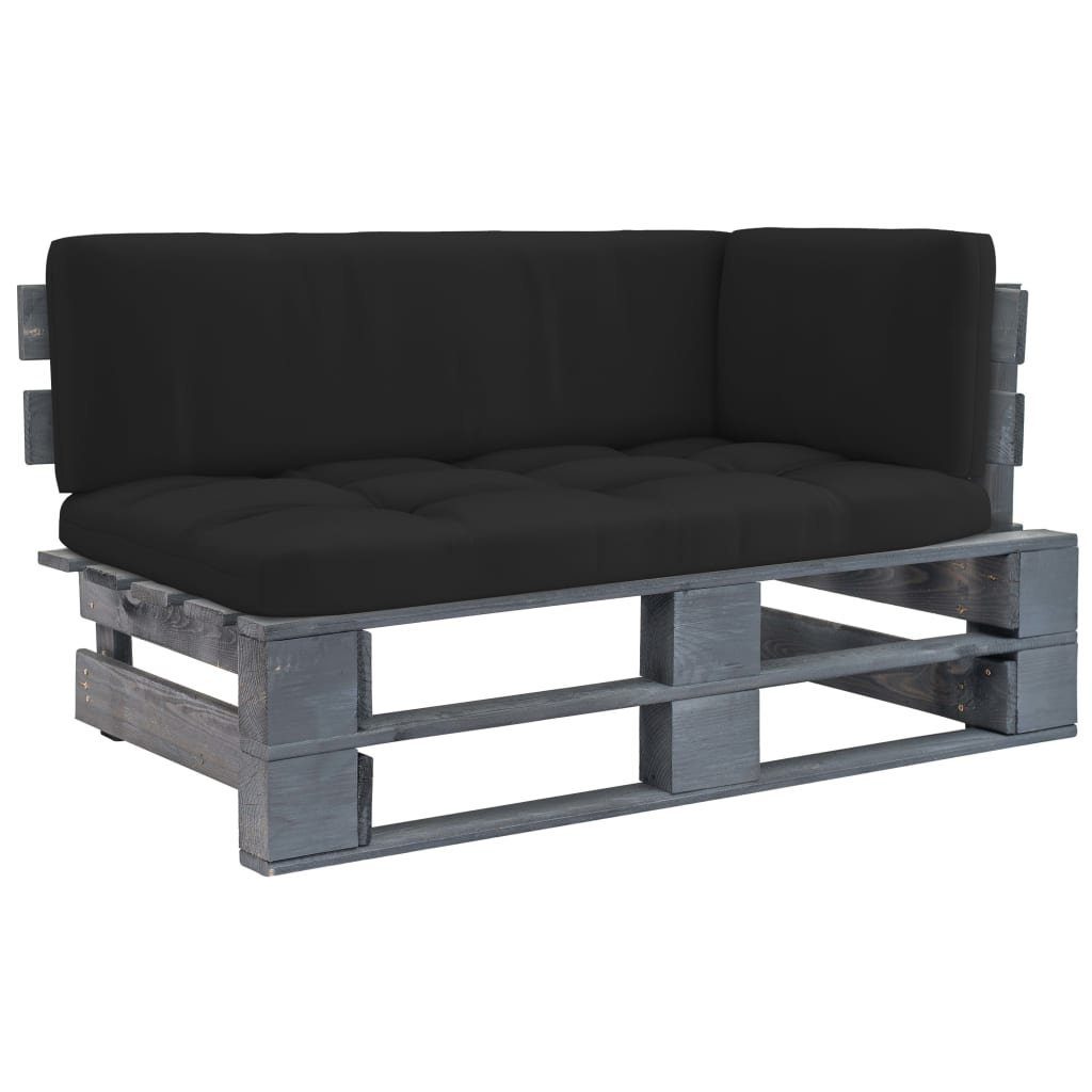 vidaXL Loungesofa Outdoor-Ecksofa Paletten Kiefernholz Imprägniert Grau, 1 Teile Schwarz Grau