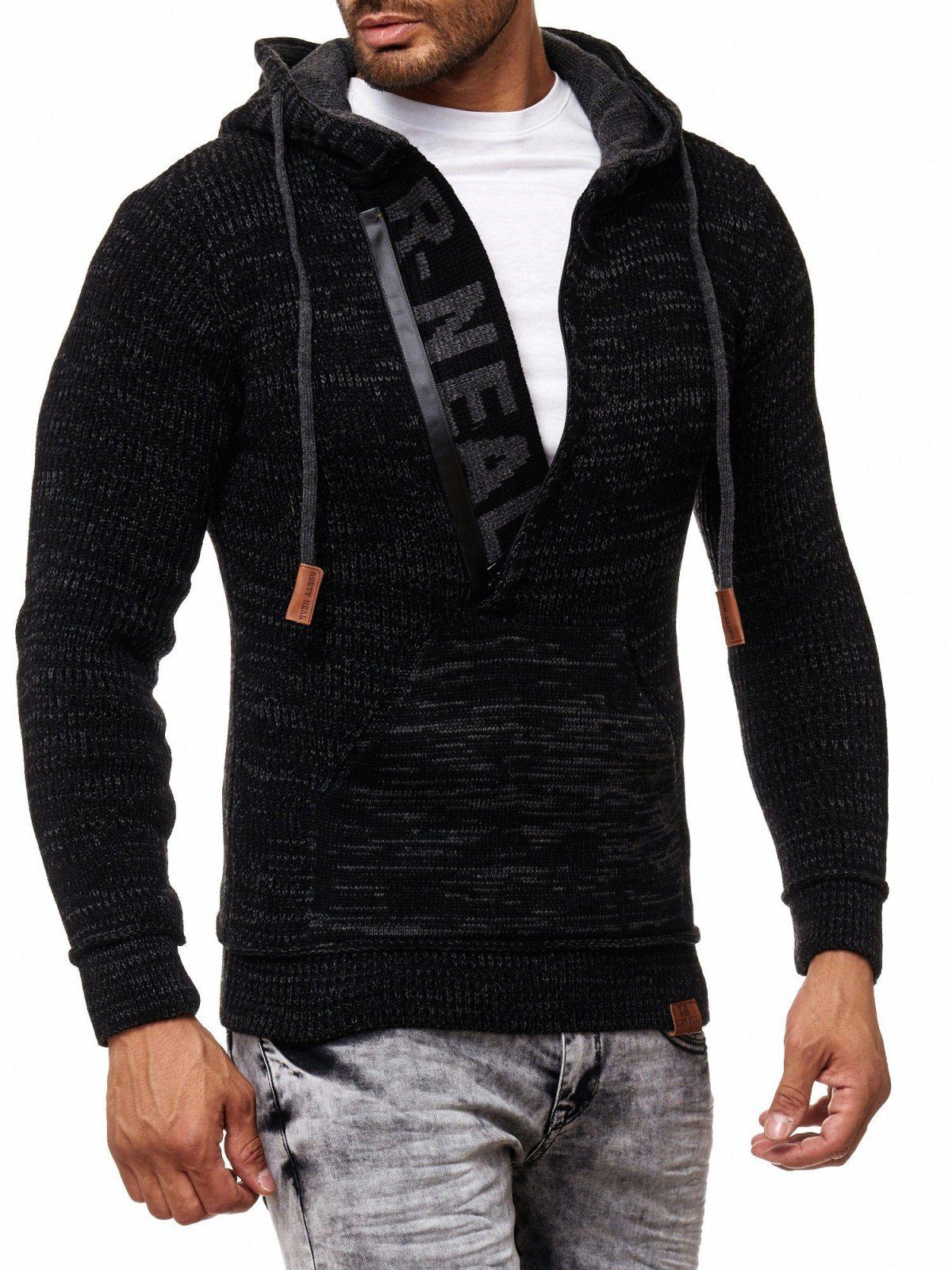 Rusty Neal Kapuzensweatshirt mit coolem Schriftzug schwarz, anthrazit