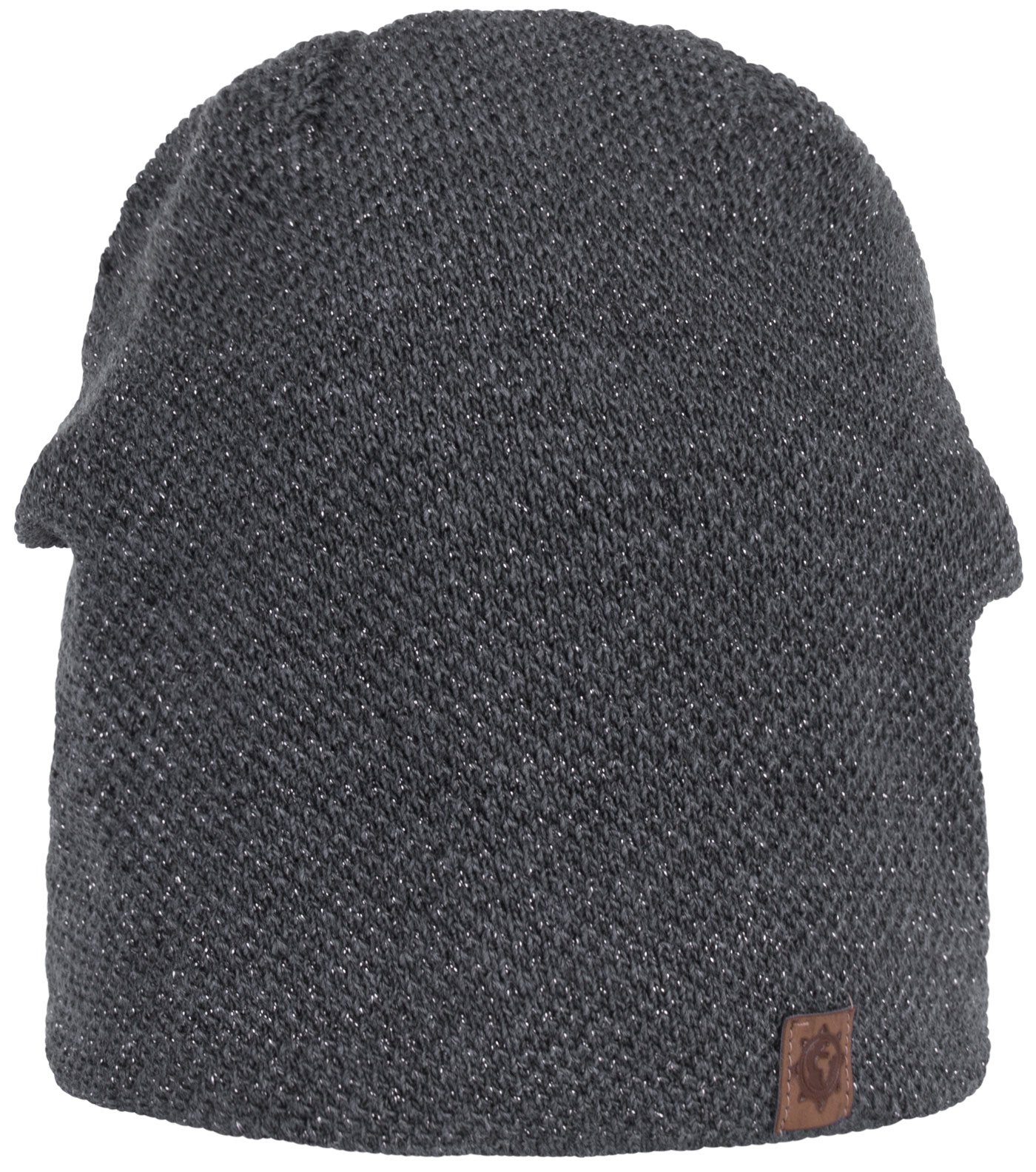 Wintermütze Damen Winter Strickmütze Metallic-Garn Beanie compagno grau Mütze (1-St) gefüttert