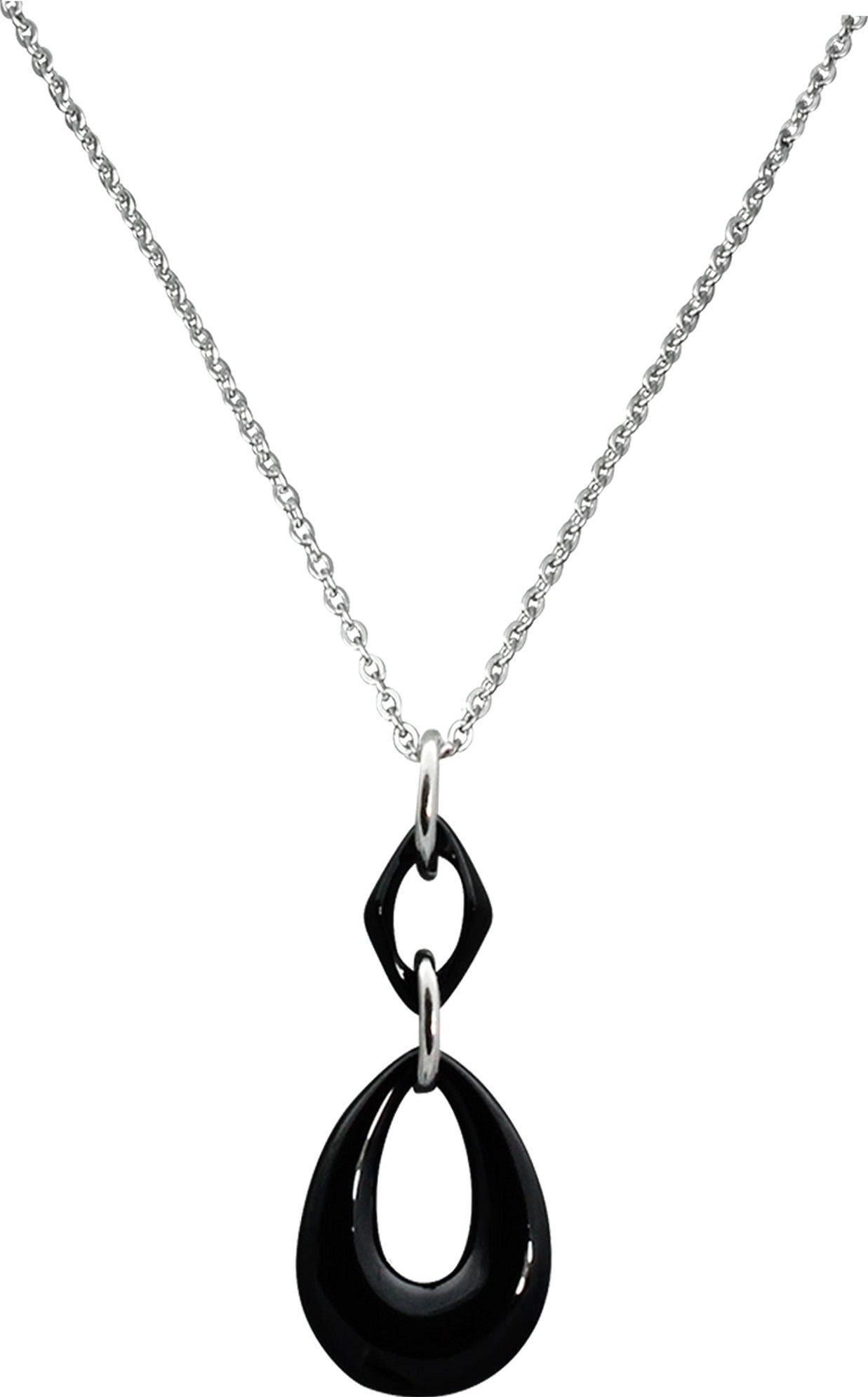 Amello Edelstahlkette Amello Tropfen Halskette silber schwarz (Halsketten, Halskette), Damen Halsketten (Tropfen) aus Edelstahl (Stainless Steel)
