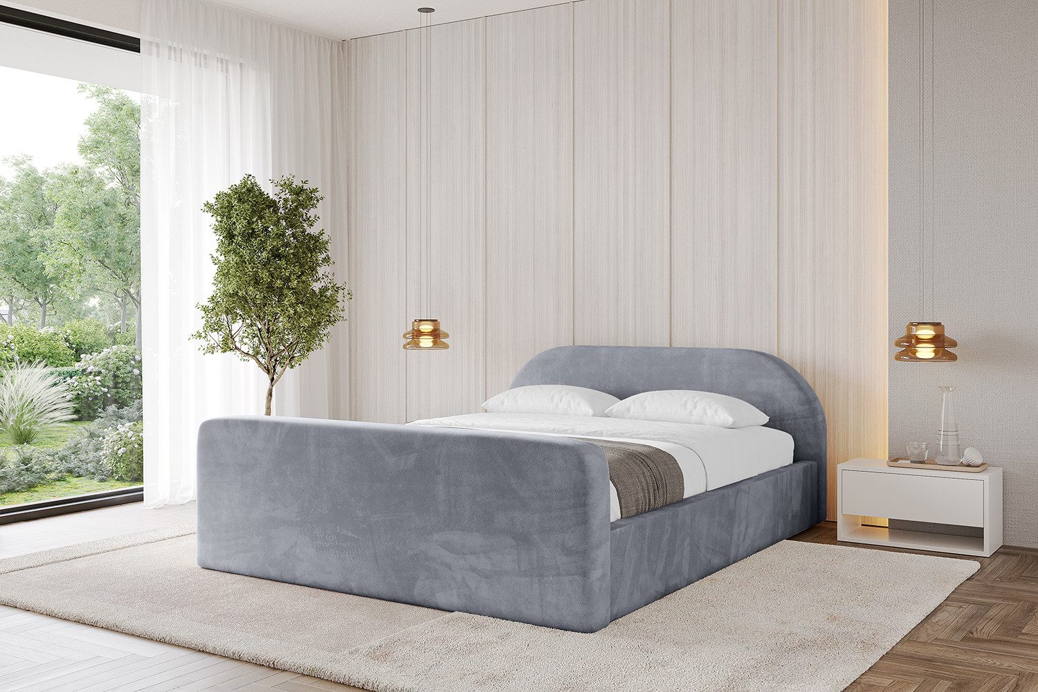 ALTDECOR Polsterbett TIVON-Z-v1 (Polsterbett mit Bettkasten und Lattenrost, Boxbett mit Matratze), Doppelbett mit Stauraum, Bett mit Kopfteil