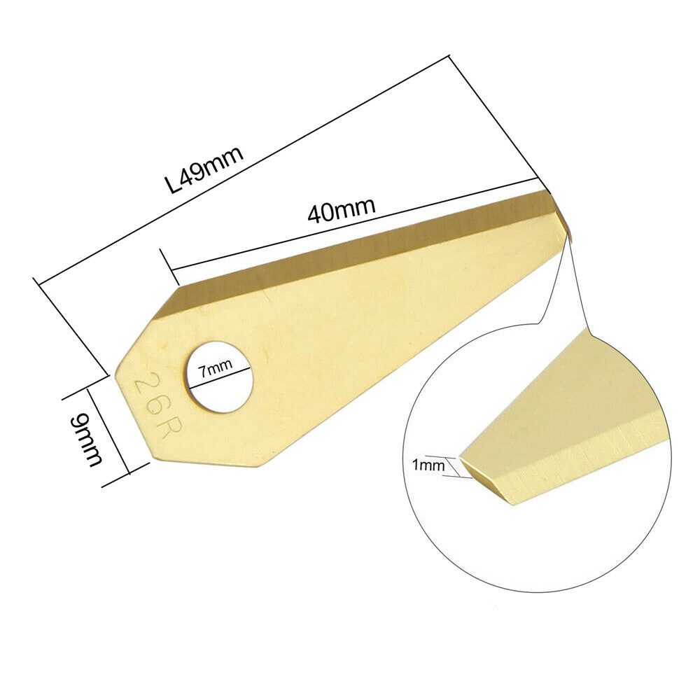 Trade-Shop Mährobotermesser (12 Stück) passend für Bosch Indego 1000 Connect, Indego M+ 700, Material: Titan, Farbe: Gold, beidsetig scharf, 49mm lang / 1mm Höhe