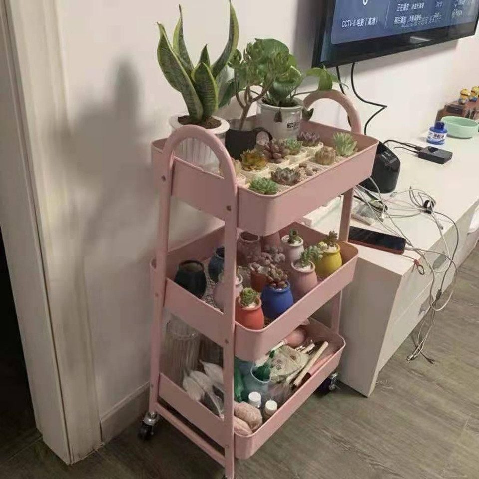 JEOBEST Beistellwagen Rollwagen Küchenwagen Servierwagen aus Metall 3-Etage günstig online kaufen