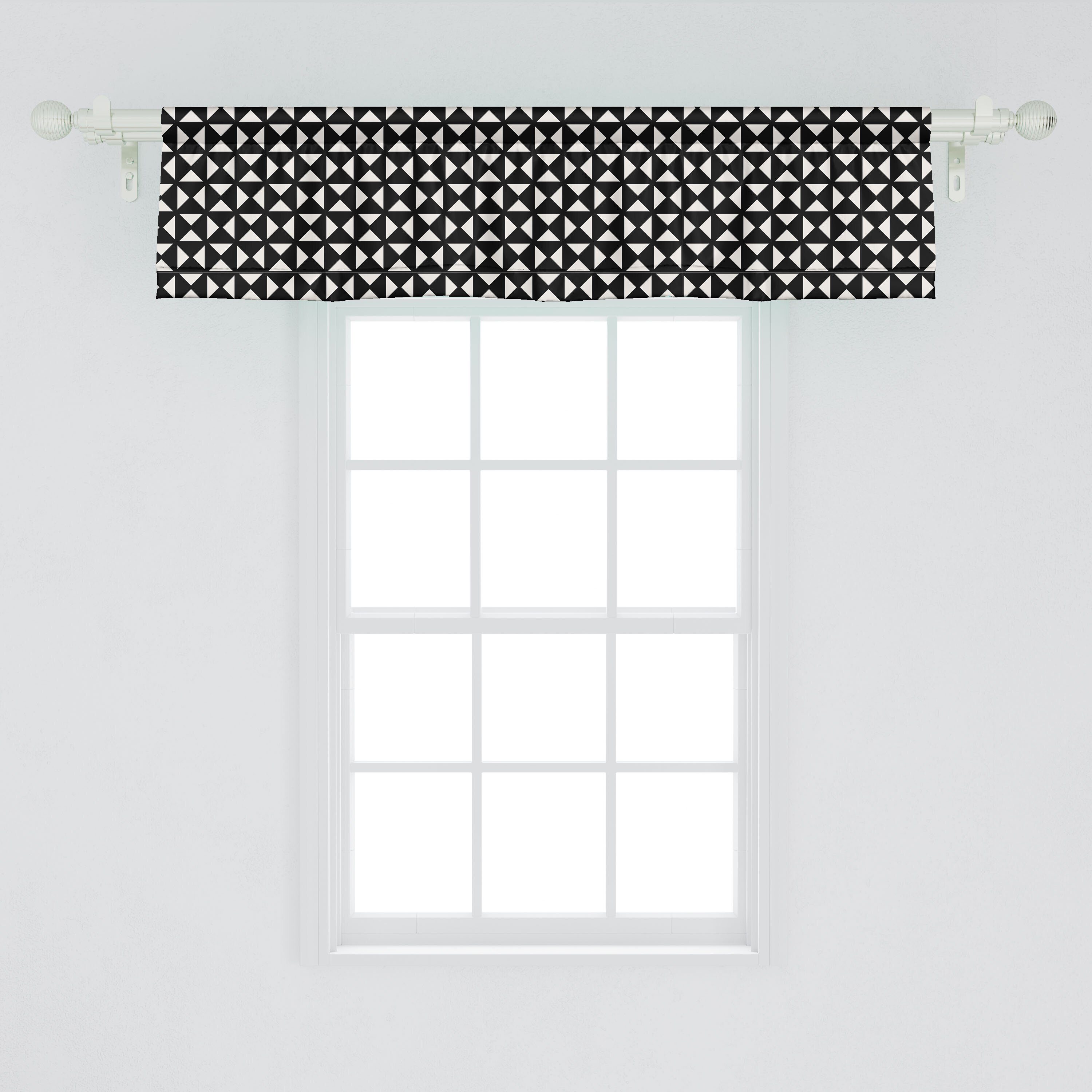 in Schlafzimmer Abstrakt Dekor Küche Microfaser, für Abakuhaus, Volant mit Squares Stangentasche, Vorhang Triangles Scheibengardine Grund