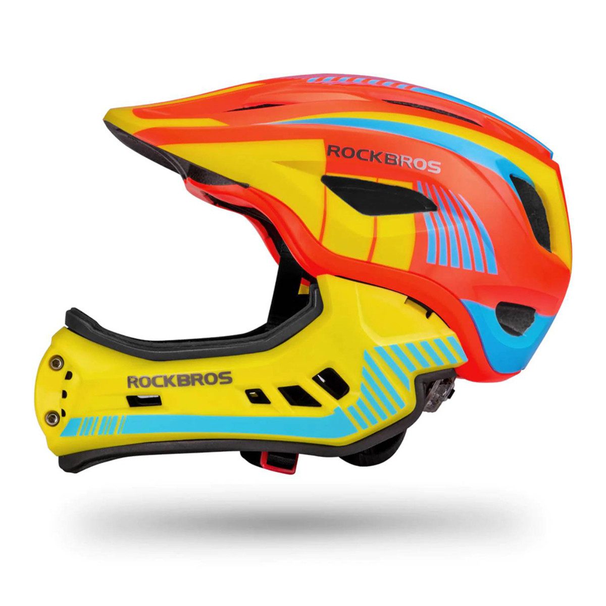 ROCKBROS Kinderfahrradhelm TT-32 (Fahrradhelm Set, Kinderhelm Set mit Kinnschutz), Kinderhelm mit abnehmbarem Fullface Kinnschutz – Bild 3 von 5