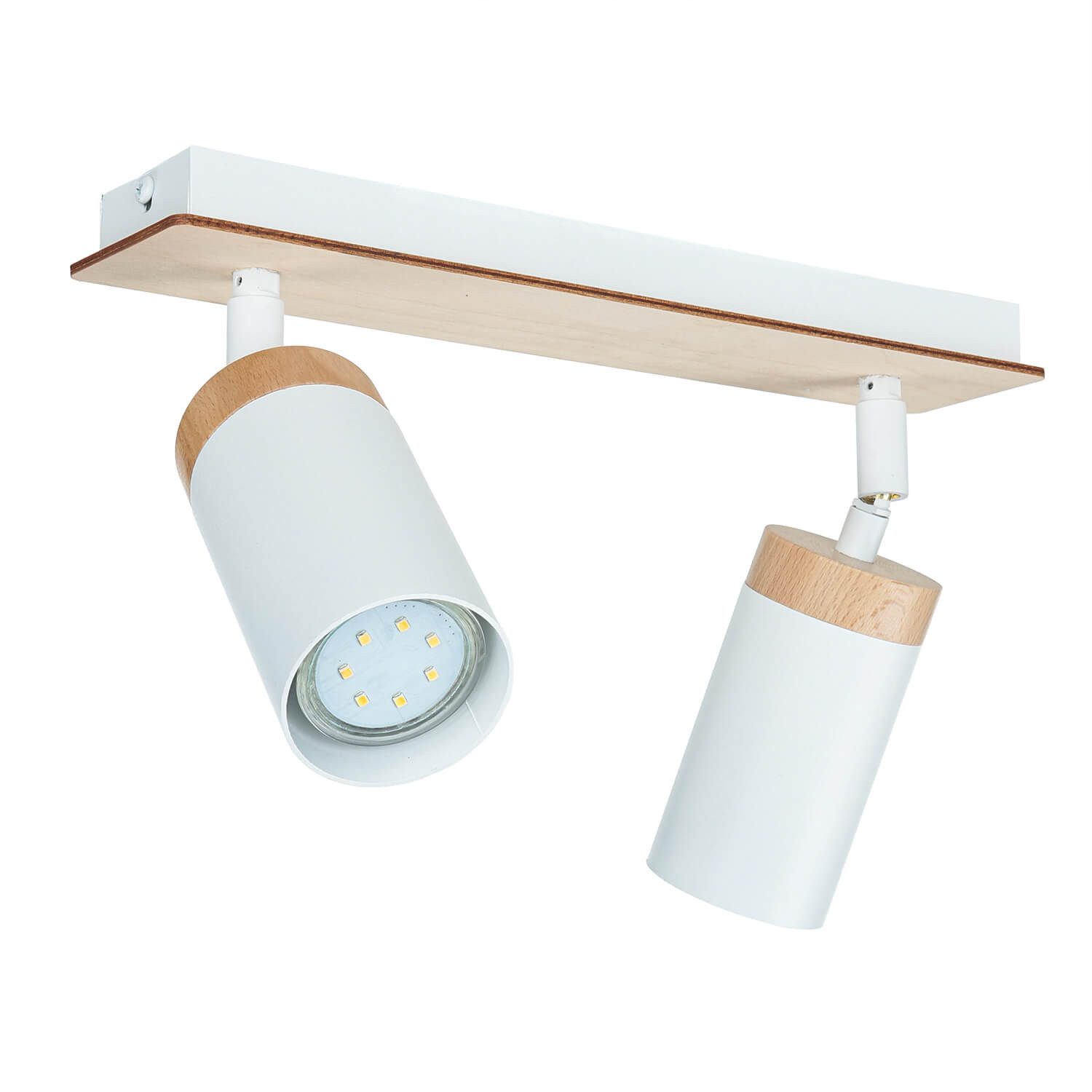 Licht-Erlebnisse Deckenstrahler NAPO, ohne Leuchtmittel, Deckenstrahler Weiß Holz skandinavisch Wohnzimmer Büro Lampe