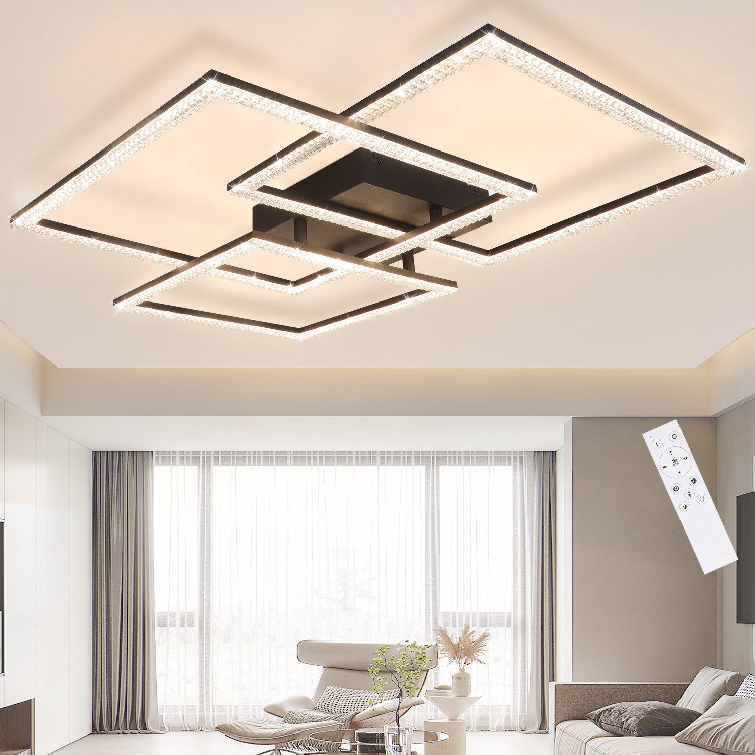 ZMH LED Deckenleuchte Whonzimmer Dreifaches Quadratisches günstig online kaufen