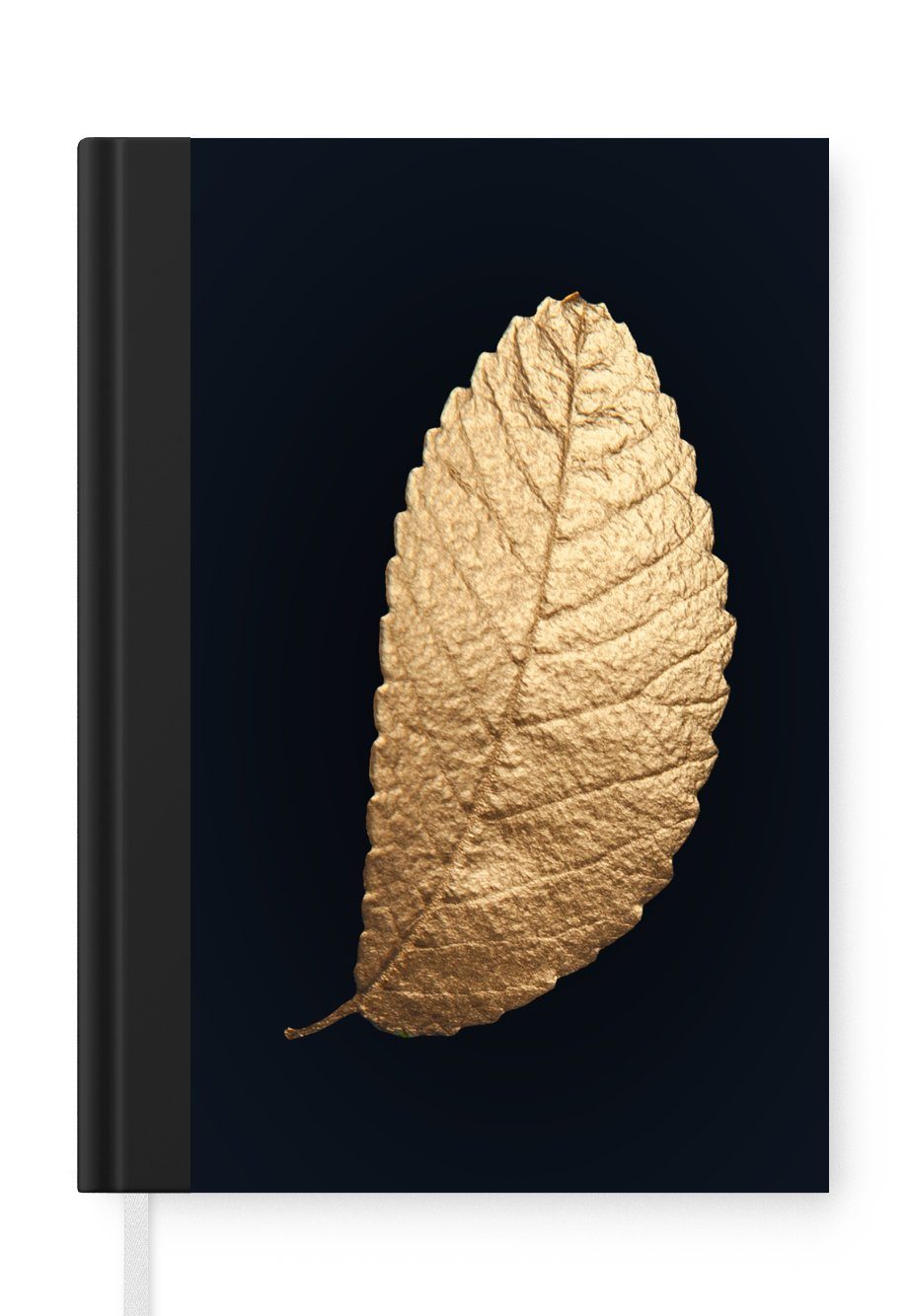 MuchoWow Notizbuch Blatt - Baum - Schwarz und Gold, Journal, Merkzettel, Tagebuch, Notizheft, A5, 98 Seiten, Haushaltsbuch