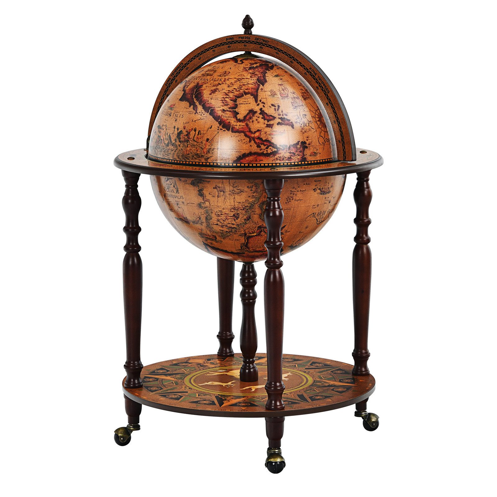 COSTWAY Weinregal Globusbar, Barschrank, mit Rollen & Deckel, für Flaschen günstig online kaufen