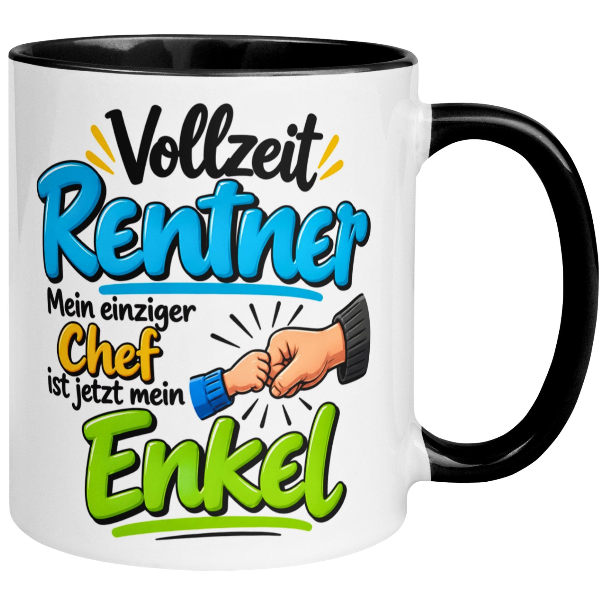 Momentals Tasse Rentner Mann – „Einziger Chef ist mein Enkel“ – Geschenk Rentenbeginn, Gratis Versand · Links-&Rechtshänder · Spülmaschinenfest