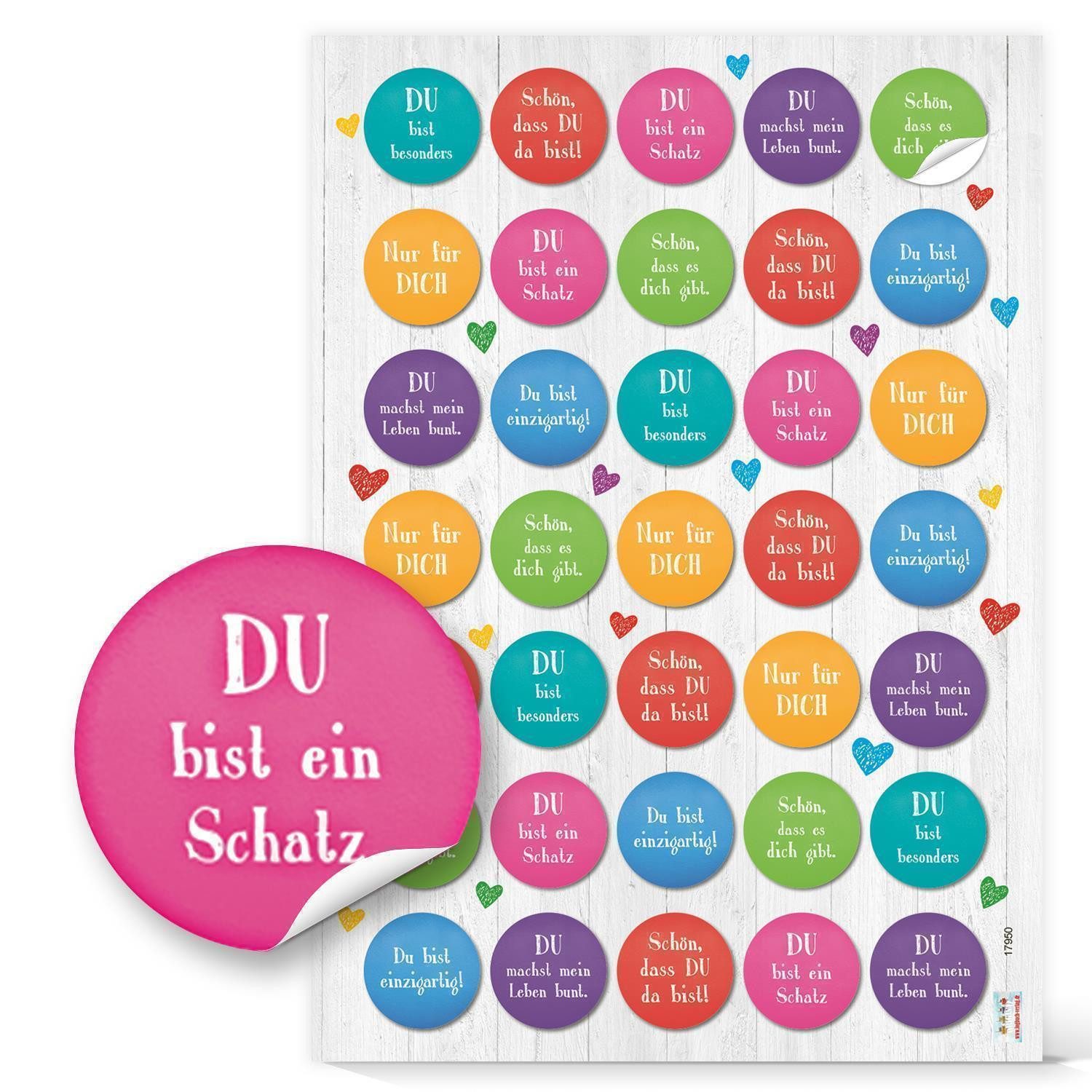 Logbuch-Verlag Aufkleber 140 bunte Aufkleber Sprüche Motivation Glück Liebe - zum Basteln
