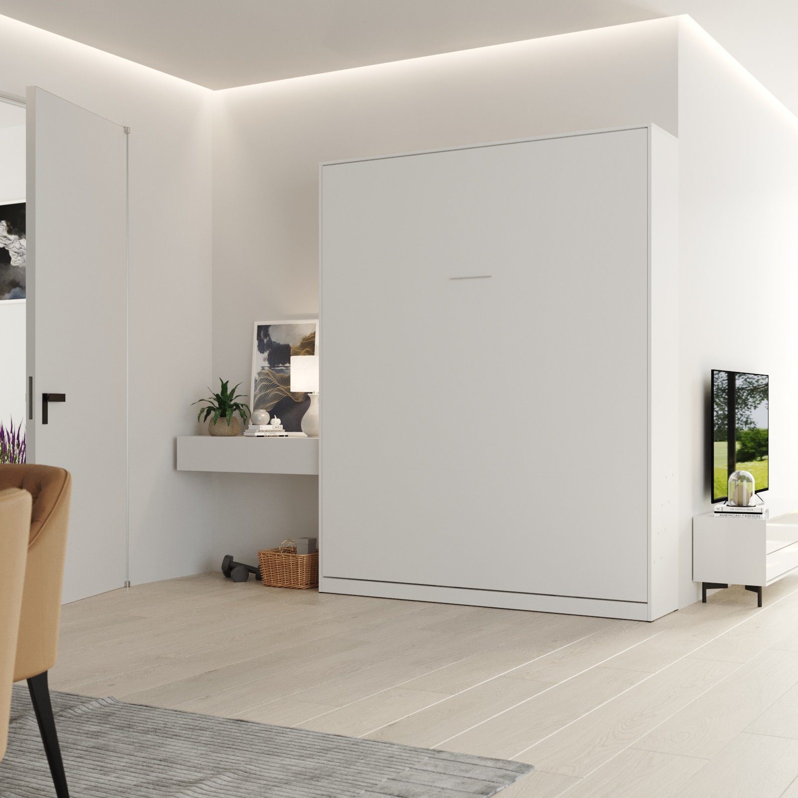 SMARTBett Schrankbett Wandklappbett 100/ 140/ 160x200 cm Weiß mit Gasdruckf günstig online kaufen