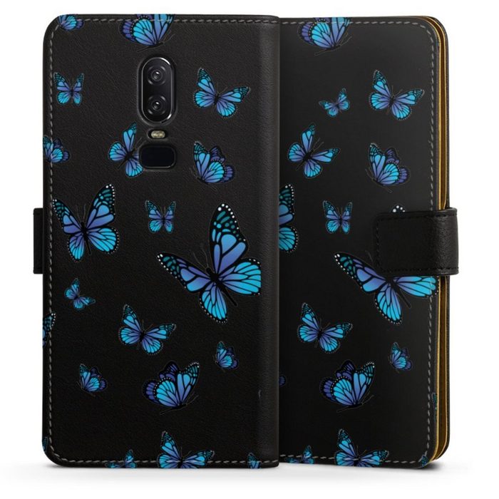 DeinDesign Handyhülle Schmetterling Muster transparent Butterfly Pattern Transparent OnePlus 6 Hülle Handy Flip Case Wallet Cover Handytasche Leder