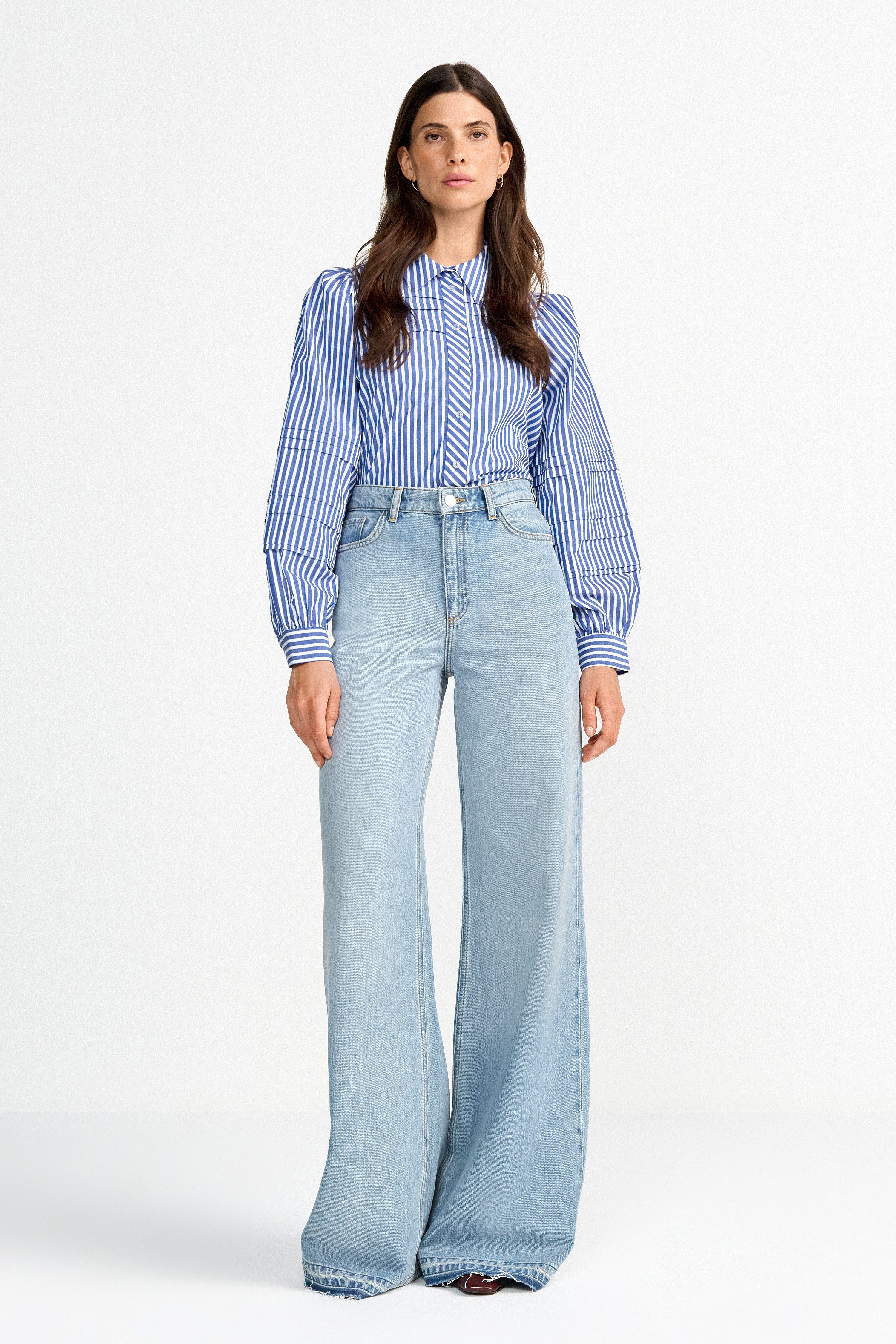 RICHROYAL Weite Jeans High Waist, leichter Used-Look